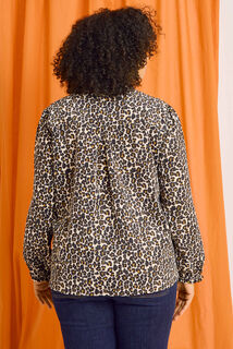 Blouse en velours imprimé léopard femme