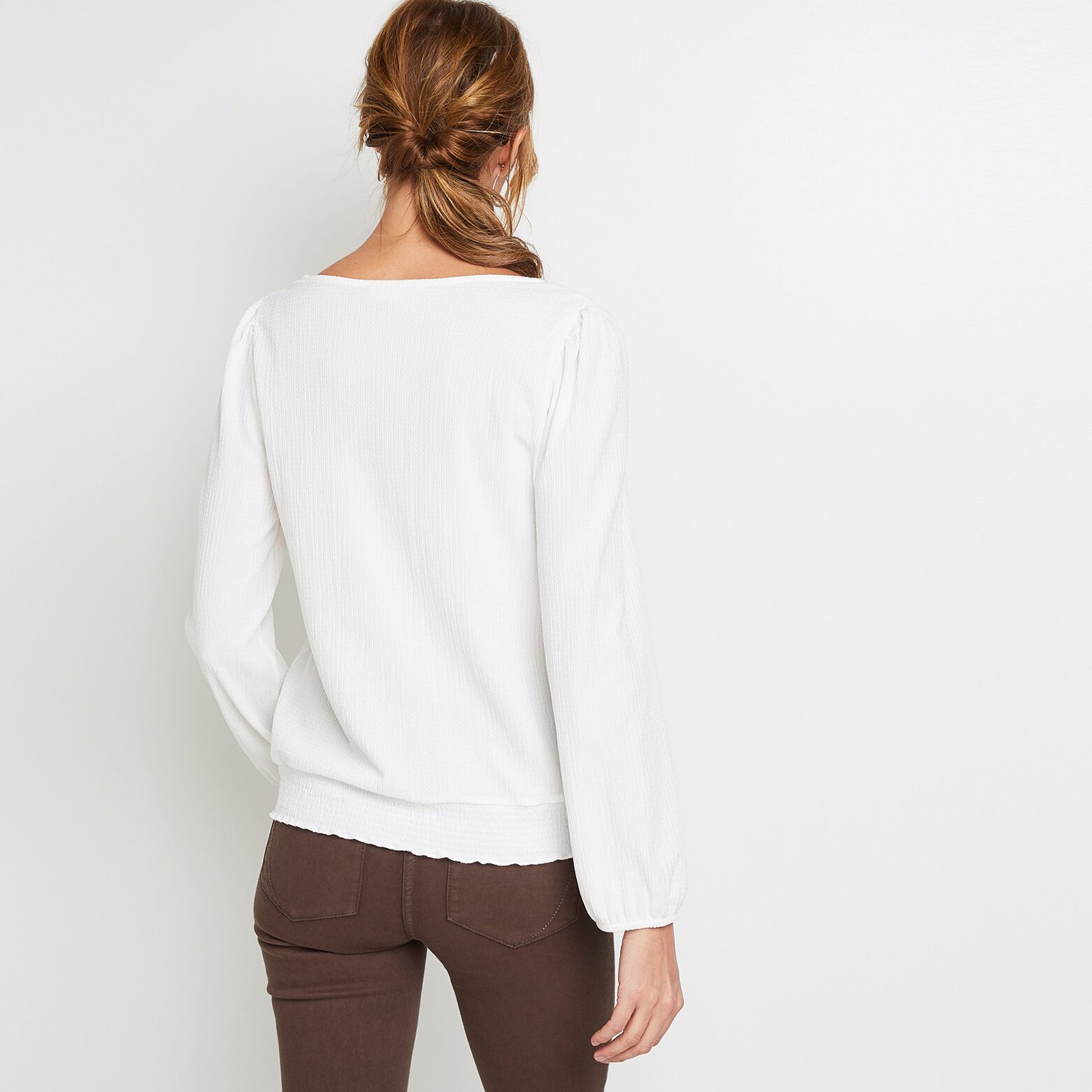 T-shirt uni col V femme