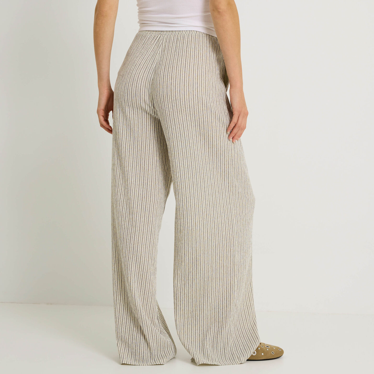 Pantalon fluide rayé femme