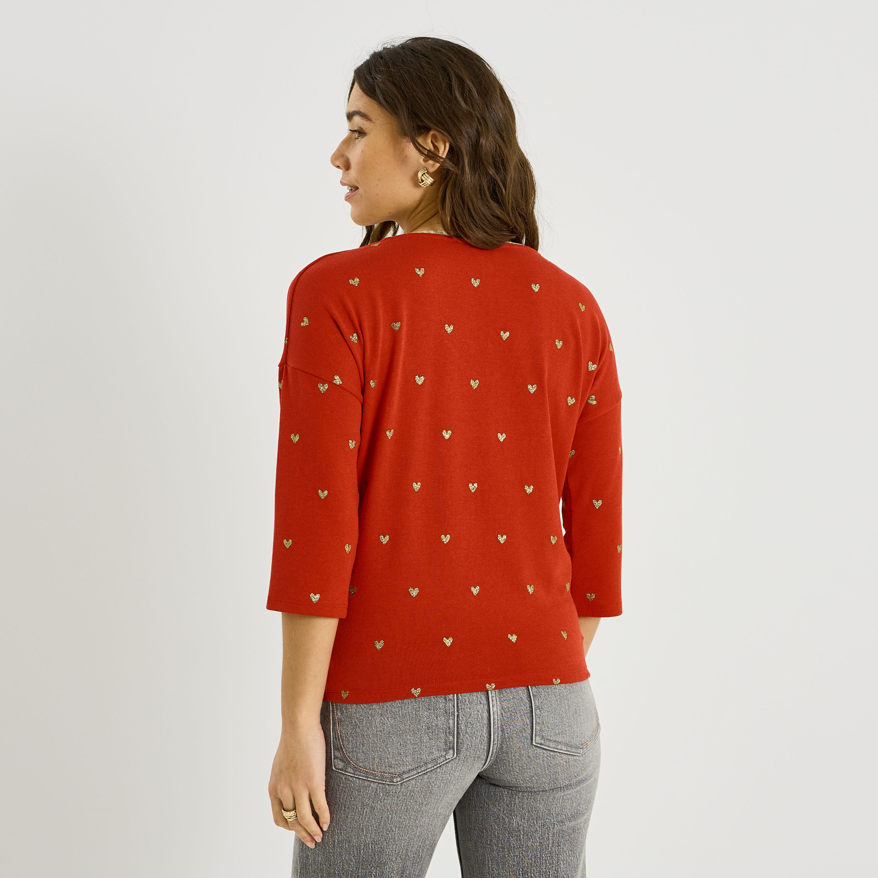 T-shirt imprim&eacute; c&oelig;urs femme