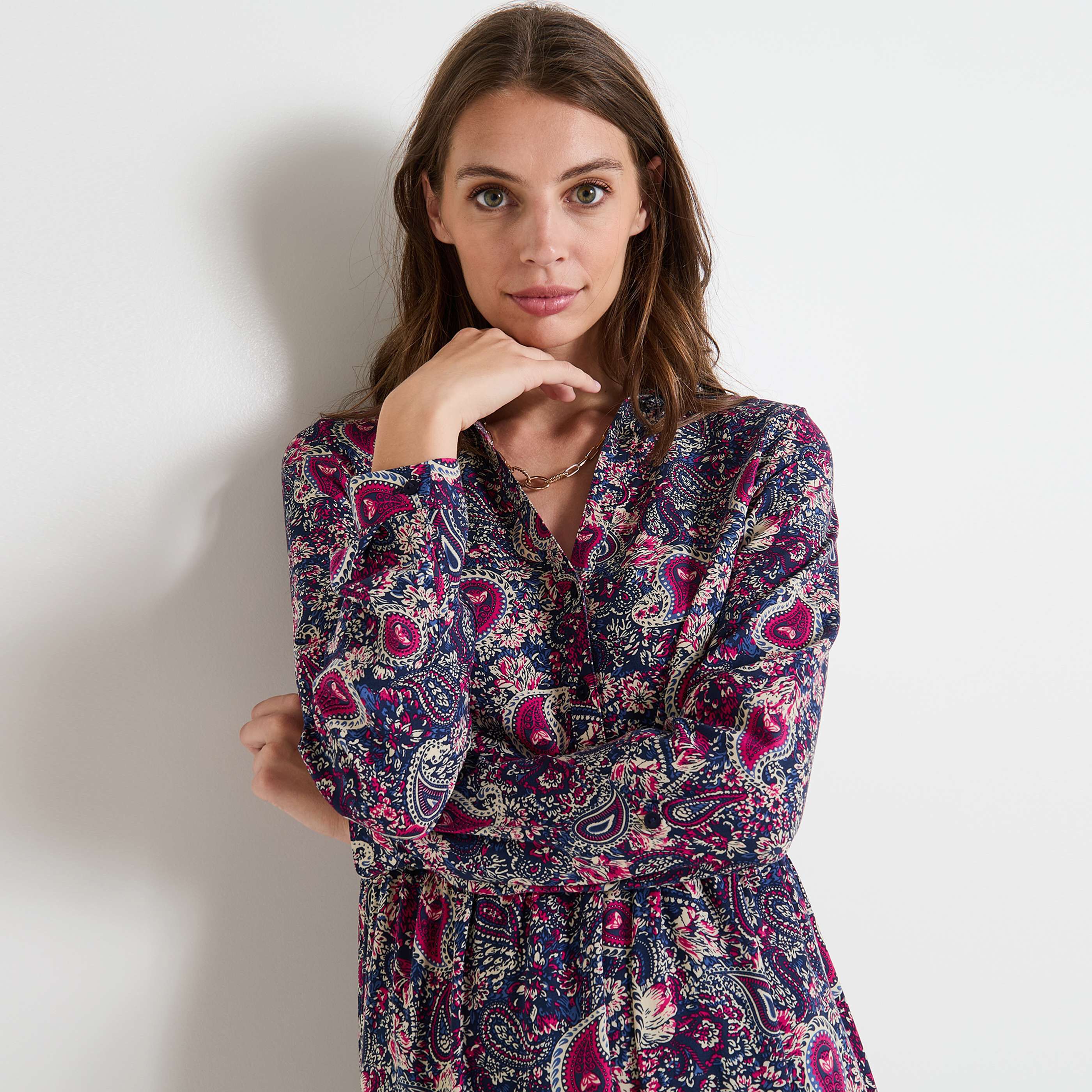 Robe col chemise femme