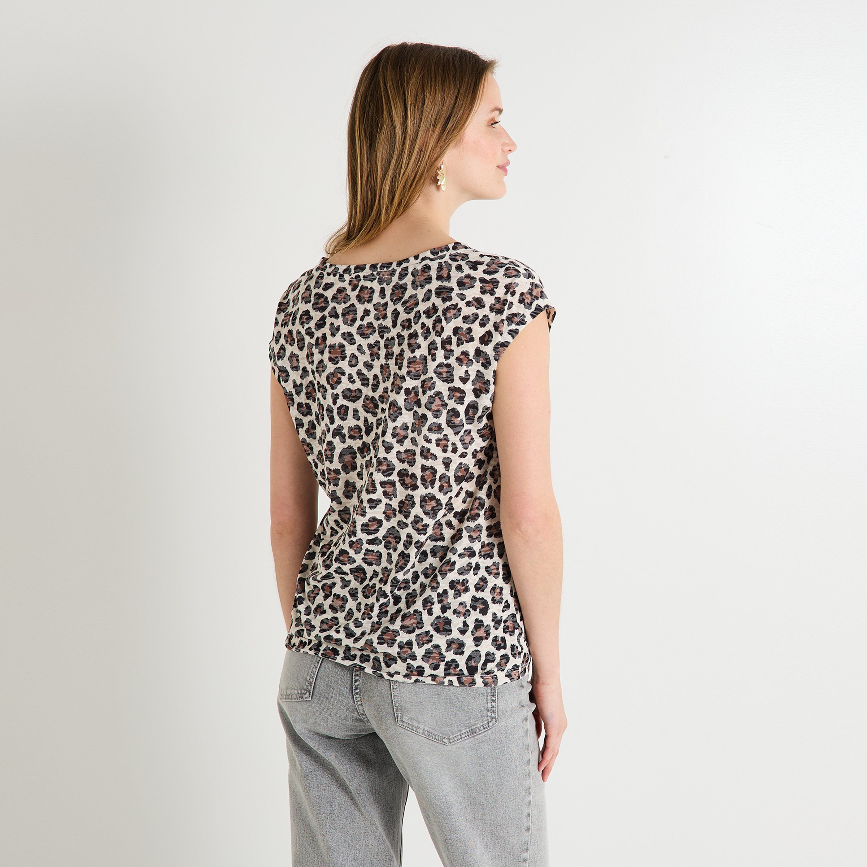 T-shirt imprim&eacute; l&eacute;opard femme