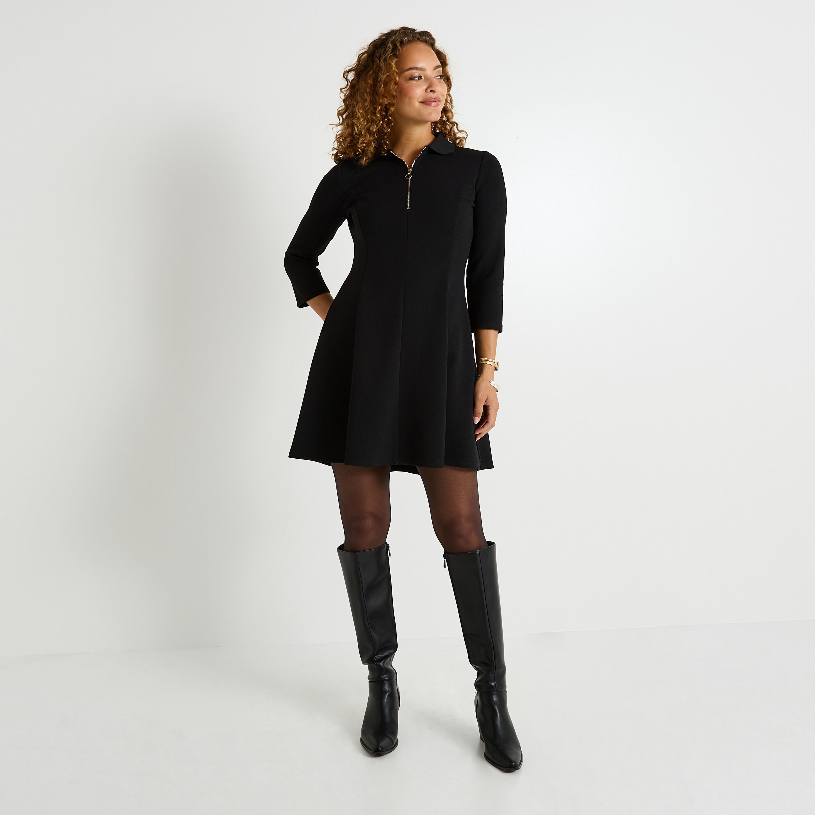 Robe trap&egrave;ze en maille milano 