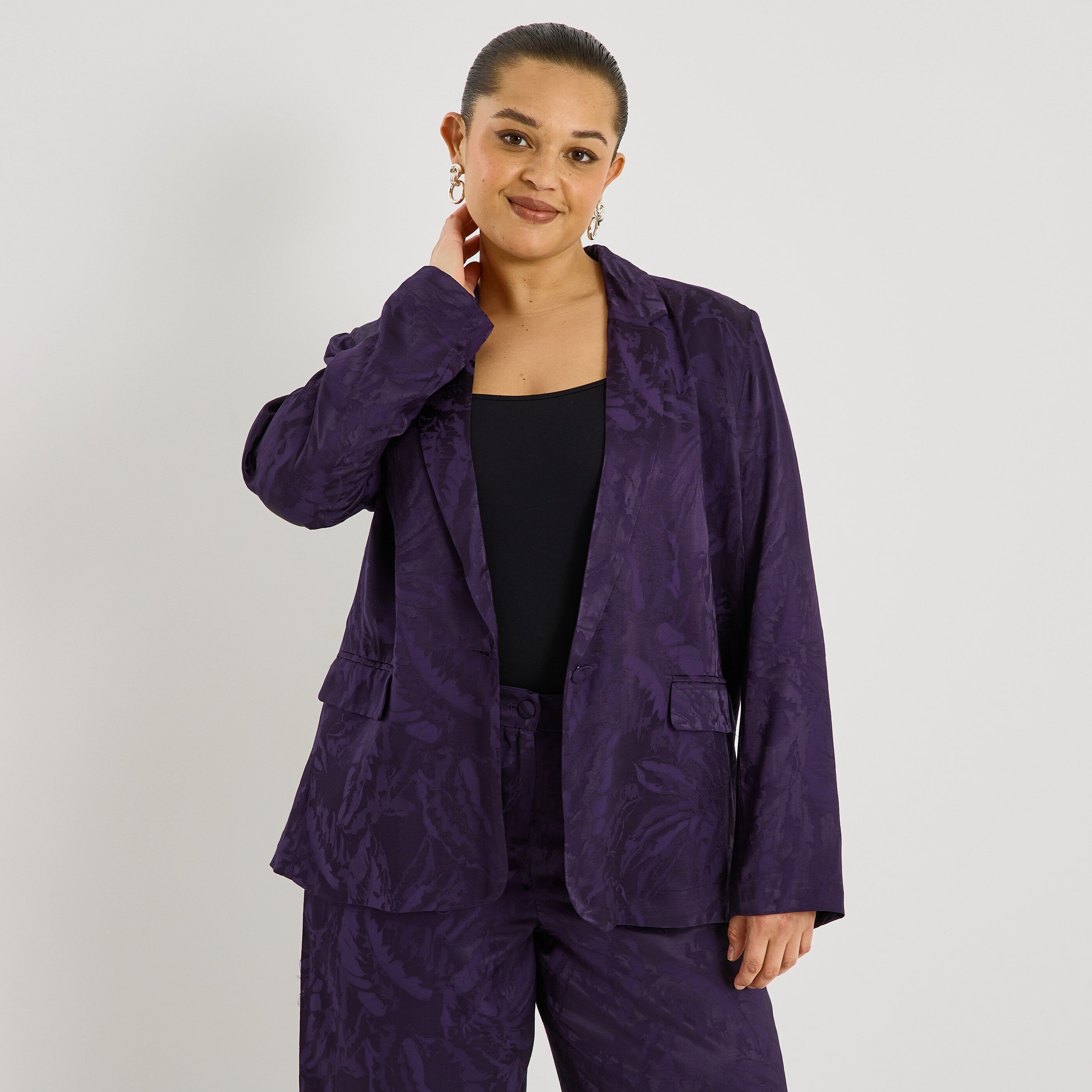 Blazer droit motif jacquard femme