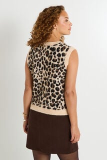Pull sans manches léopard femme