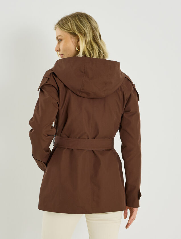 Trench mi-long &agrave; capuche amovible femme