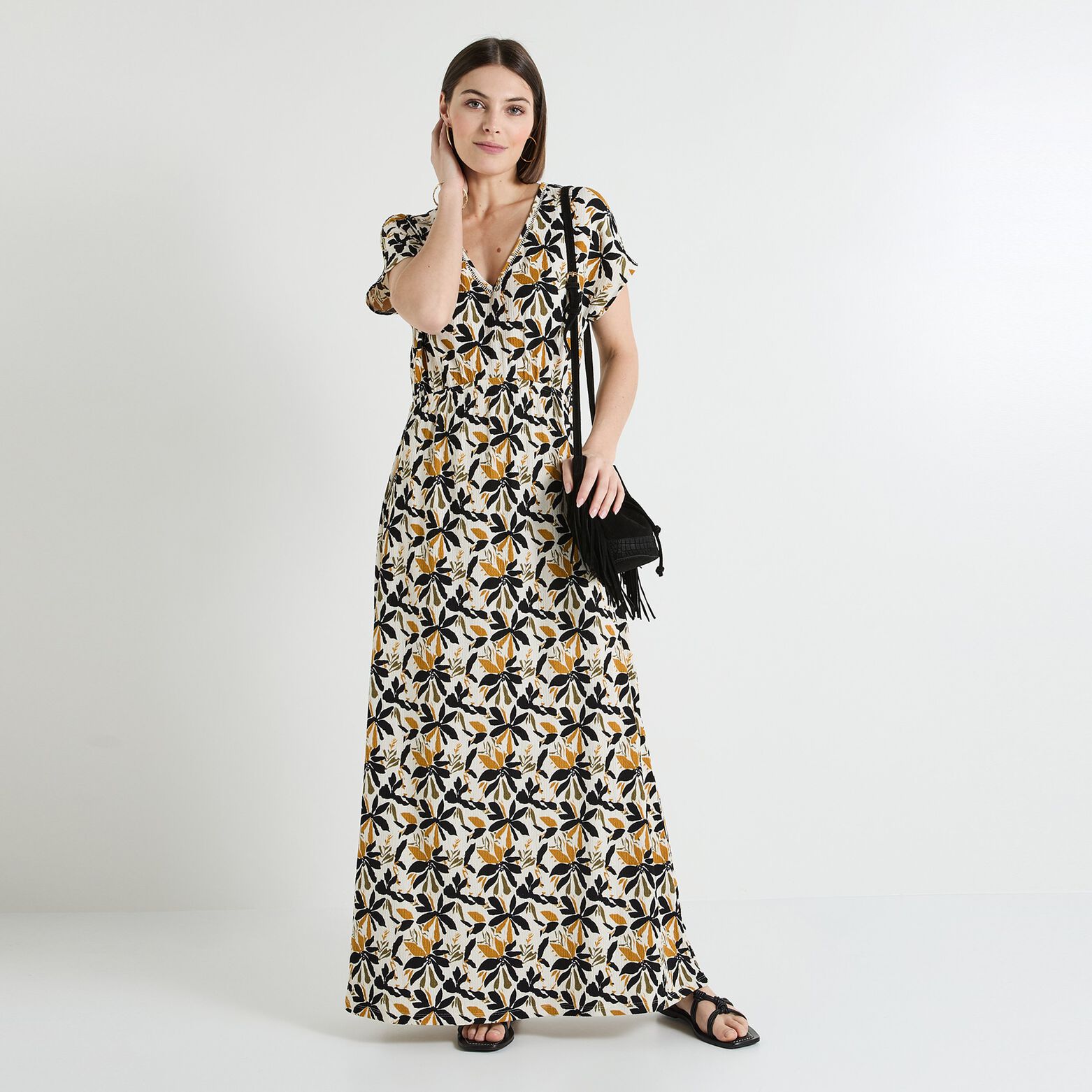 Robe col V femme