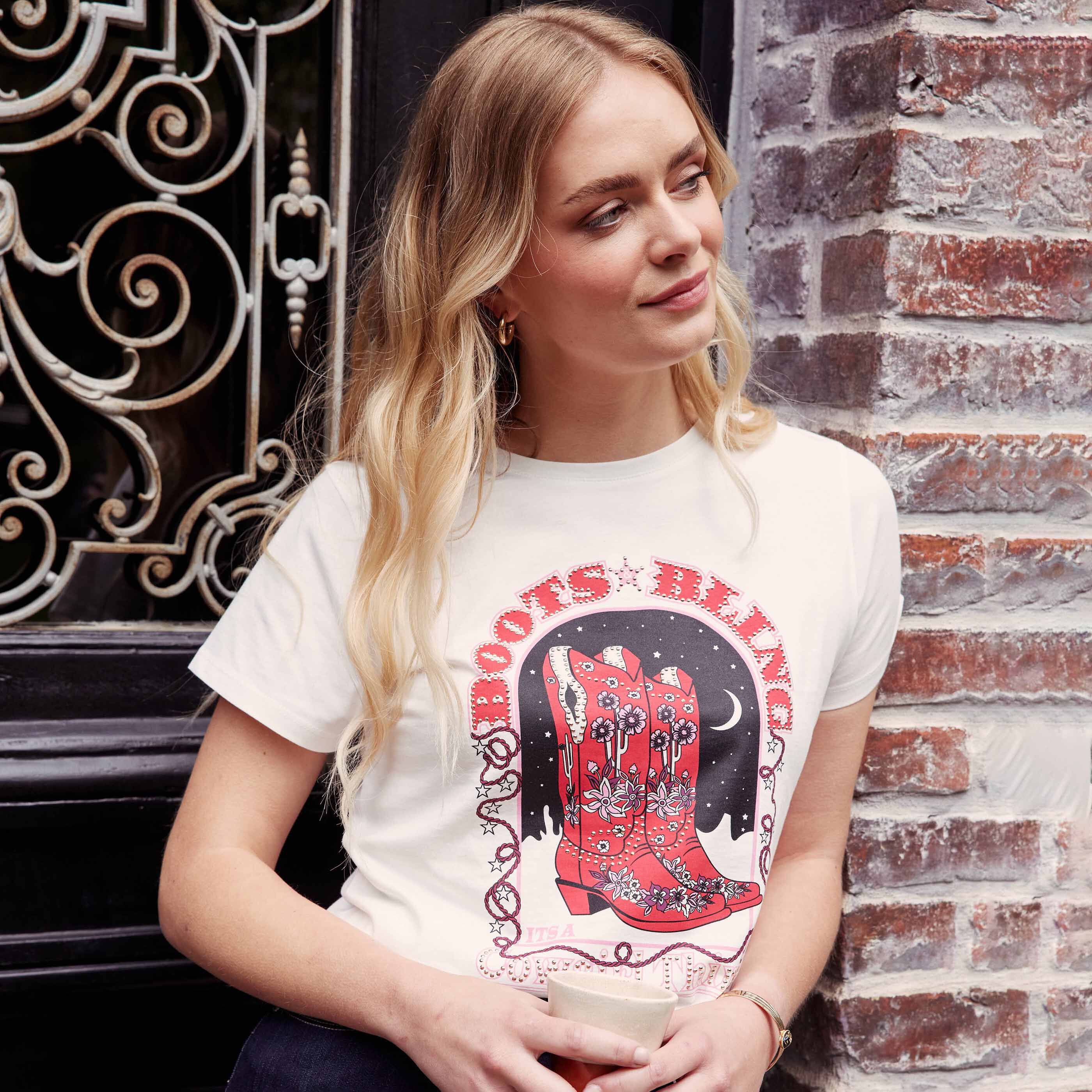 T shirt col rond femme BLANC CASSE Graindemalice