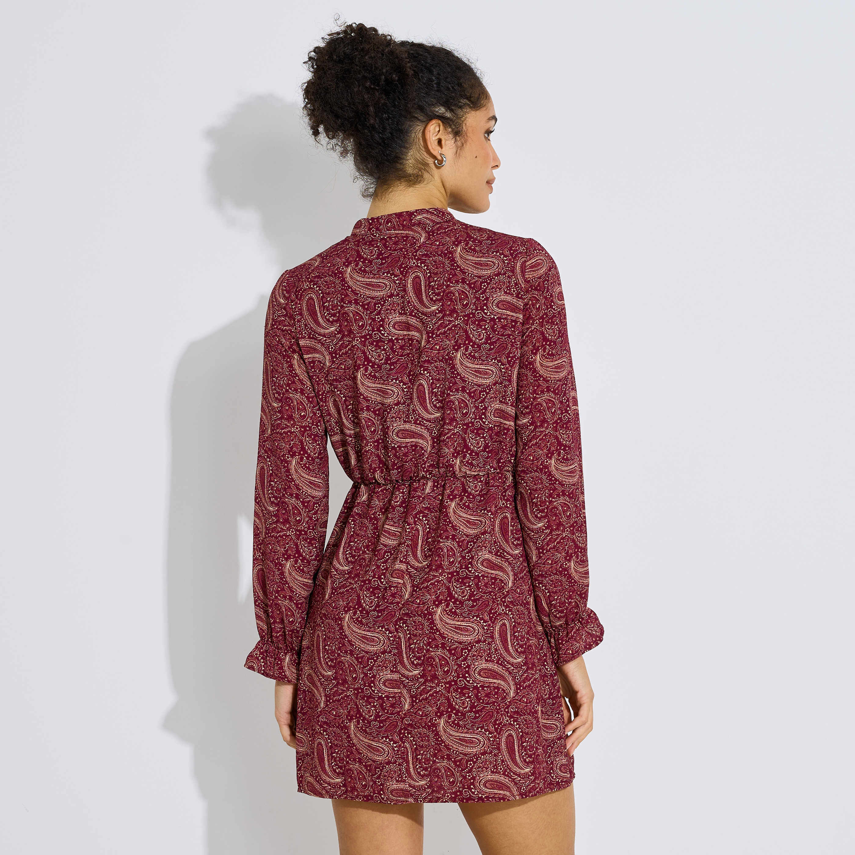 Robe courte imprim&eacute;e cachemire femme