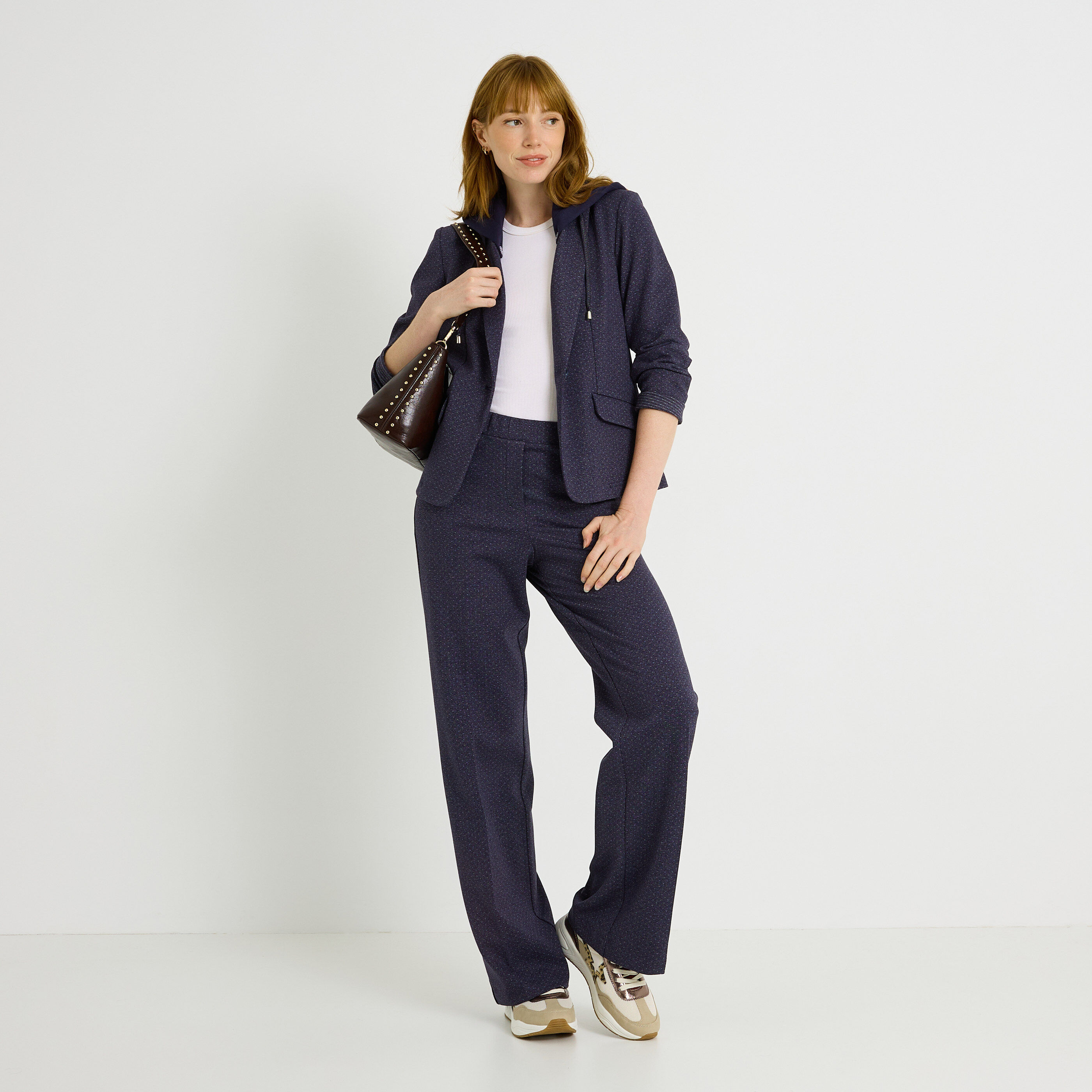 Pantalon large en maille femme