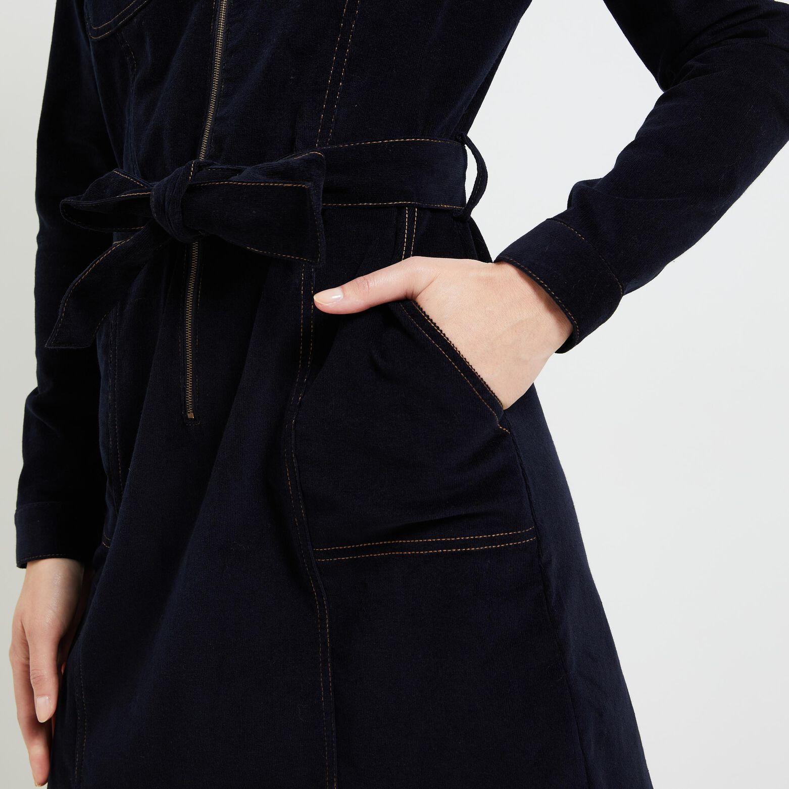 Robe velours zippée femme