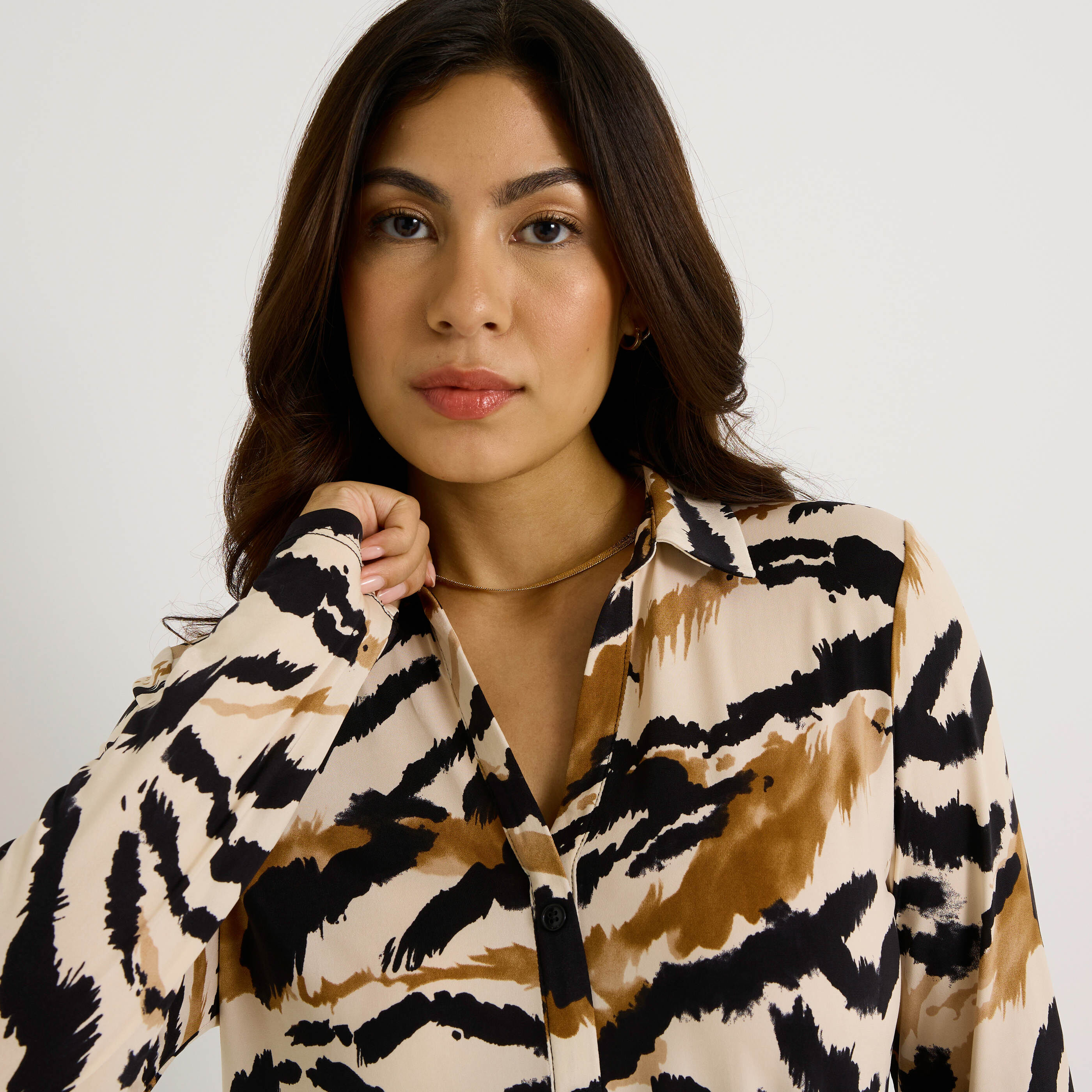 Chemise en maille imprim&eacute;e femme