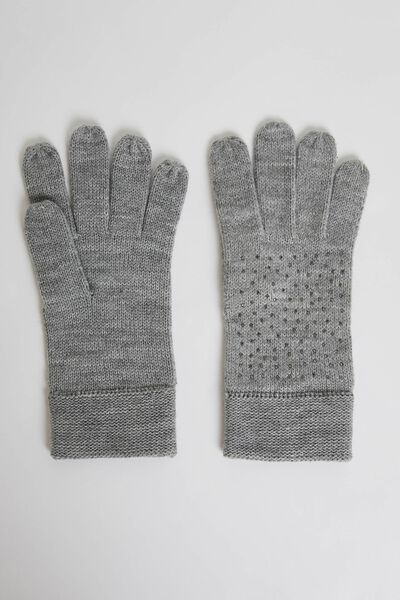 Gants tricots gris femme