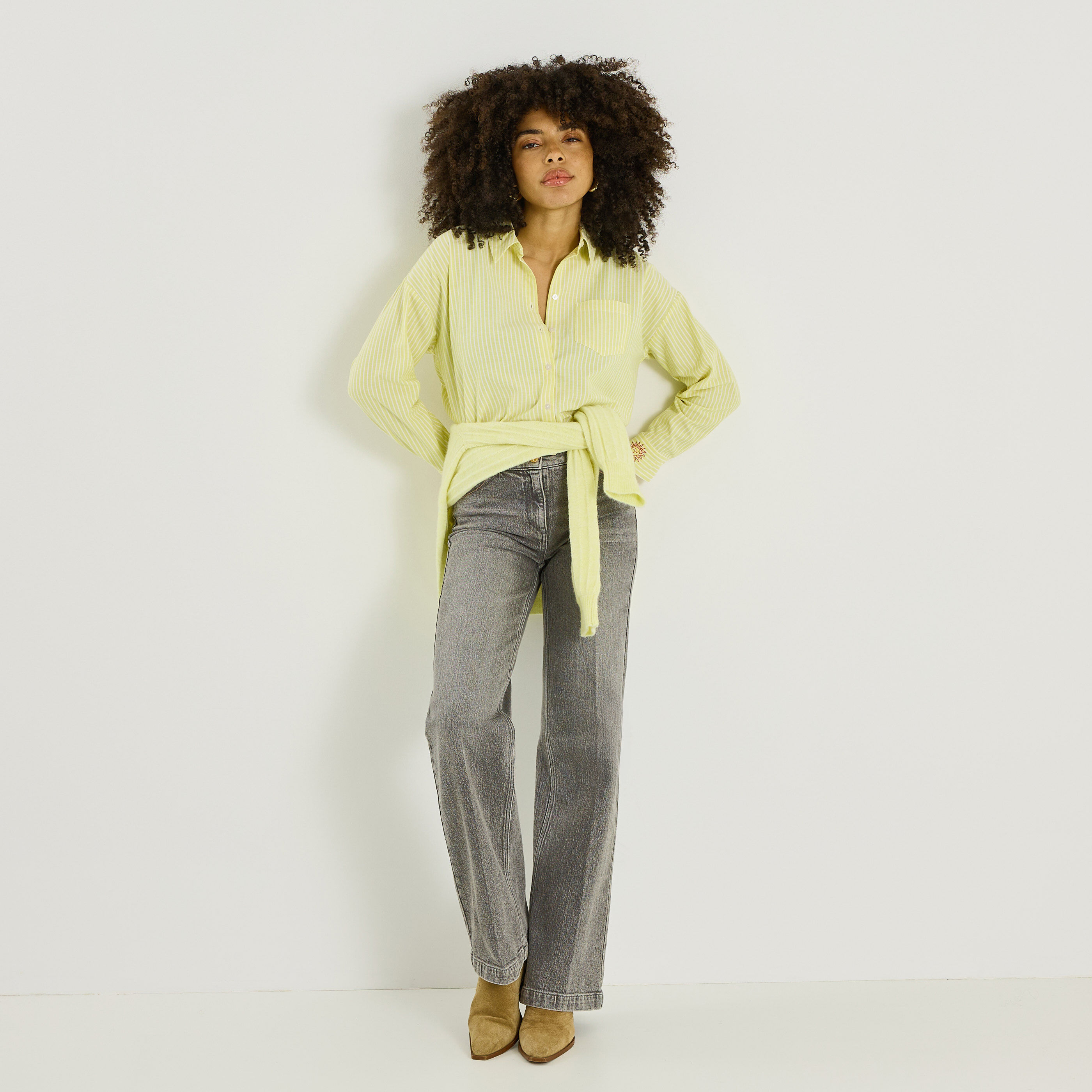 Chemise oversize ray&eacute;e femme