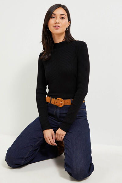 Pull fin côtelé femme