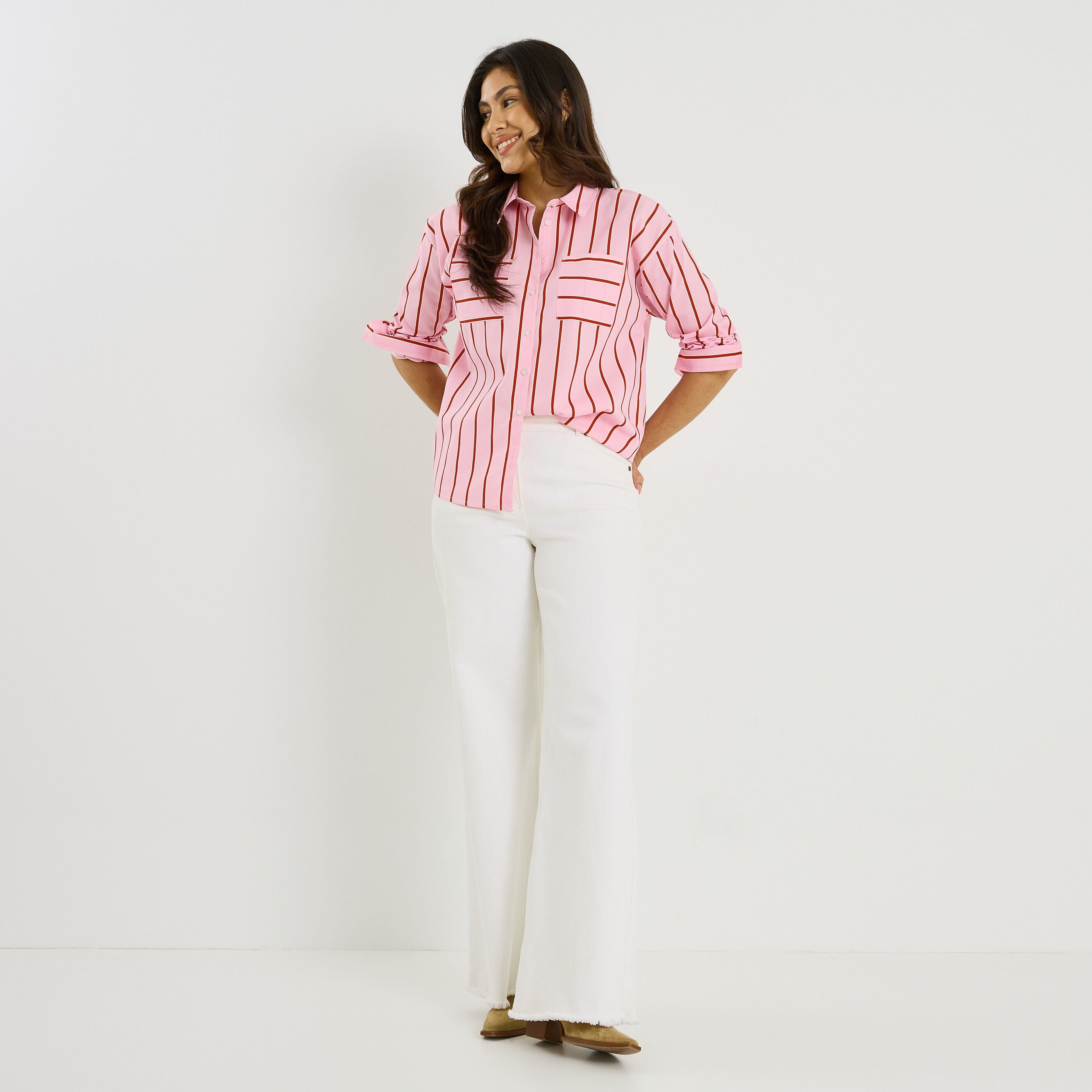 Chemise &agrave; rayures verticales femme