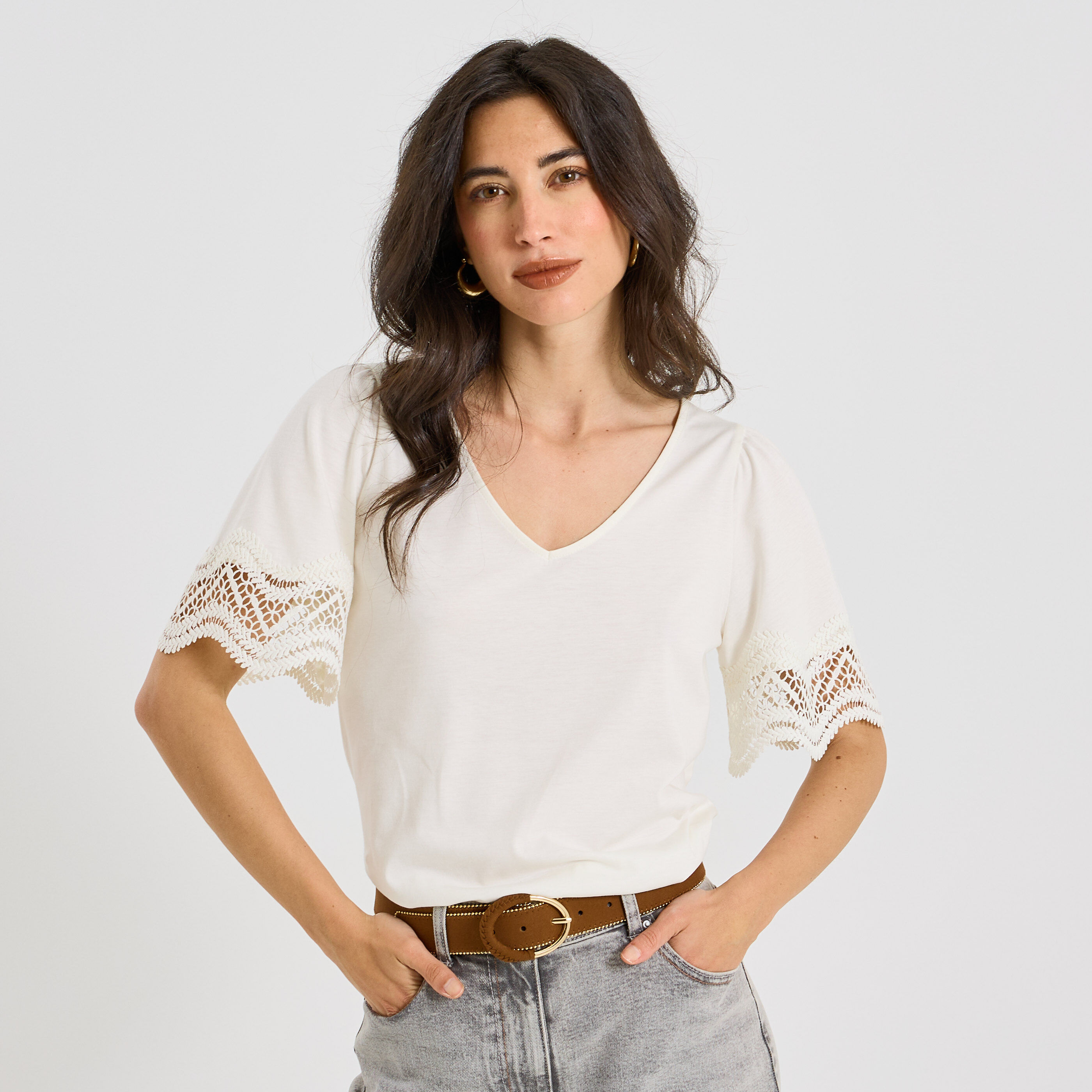 T-shirt col V femme