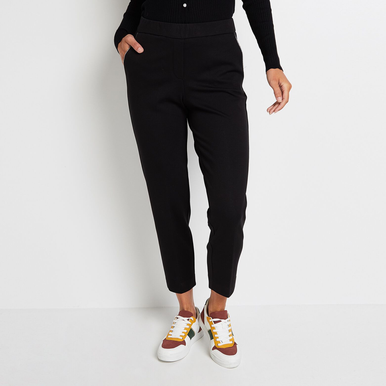 Pantalon cigarette en maille femme