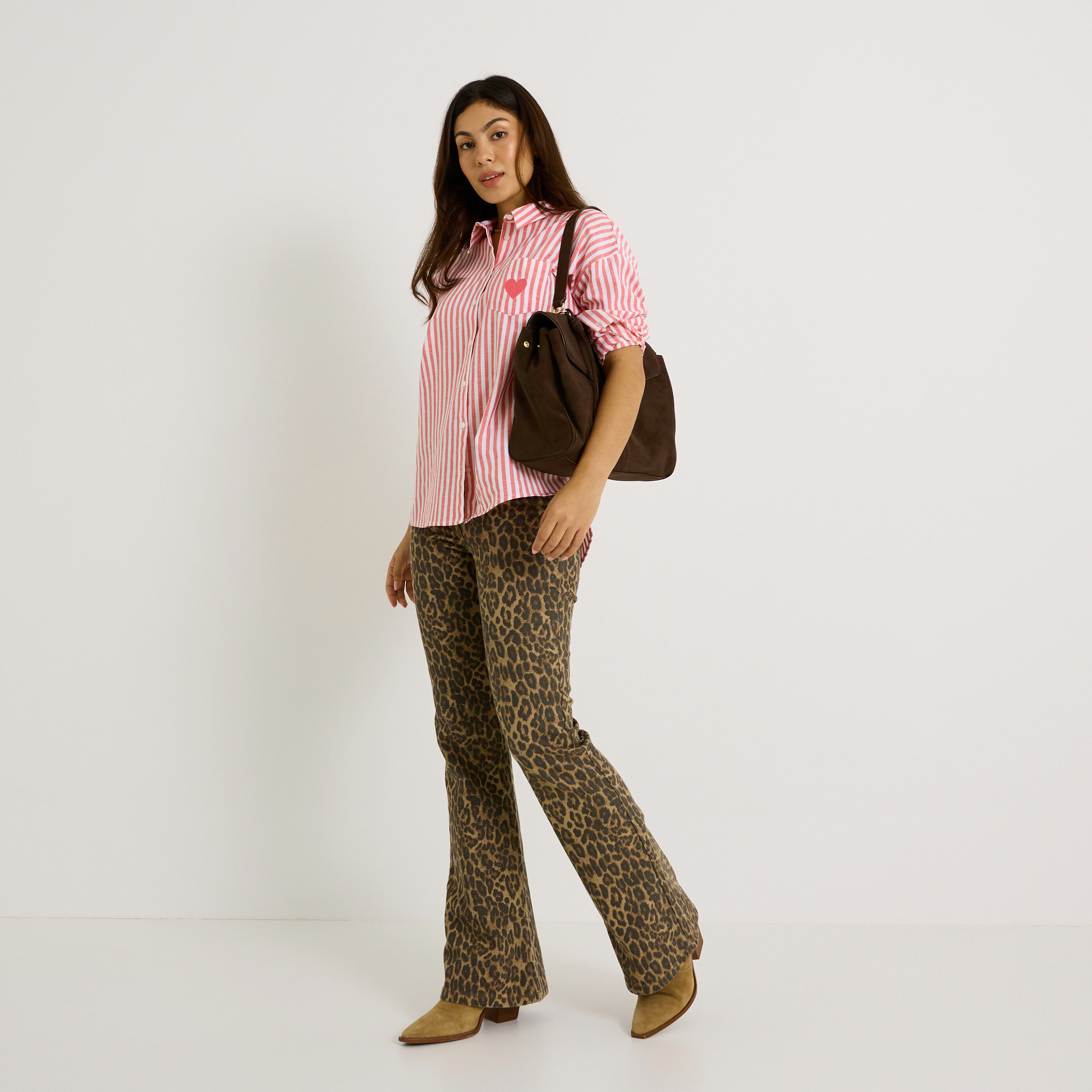 Chemise oversize ray&eacute;e femme