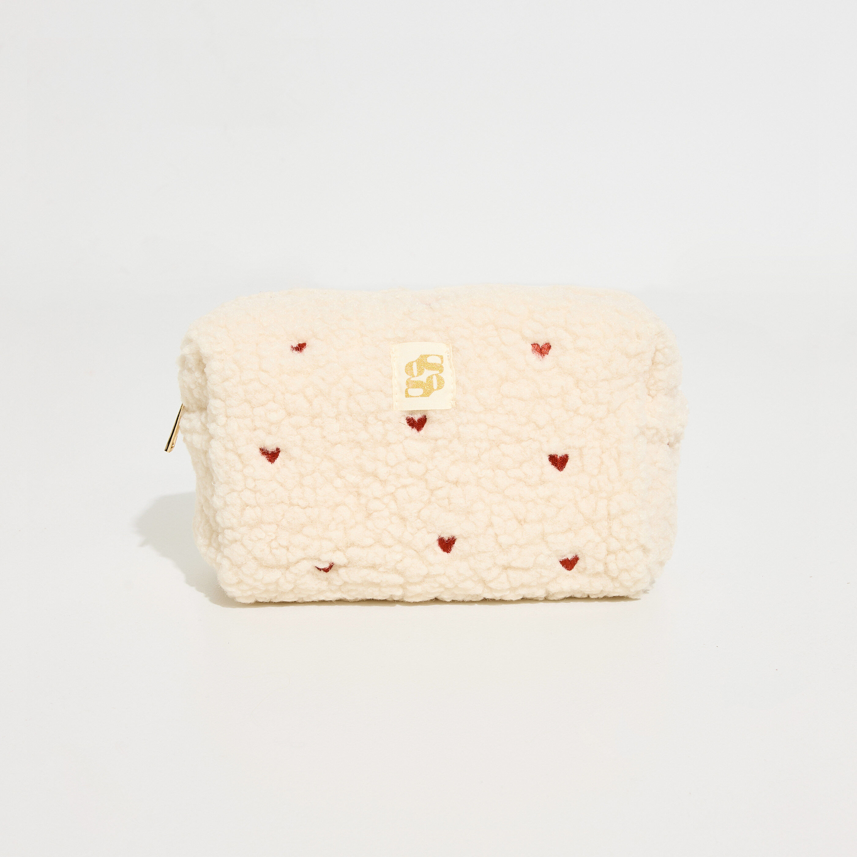Trousse moumoute motifs c&oelig;urs femme