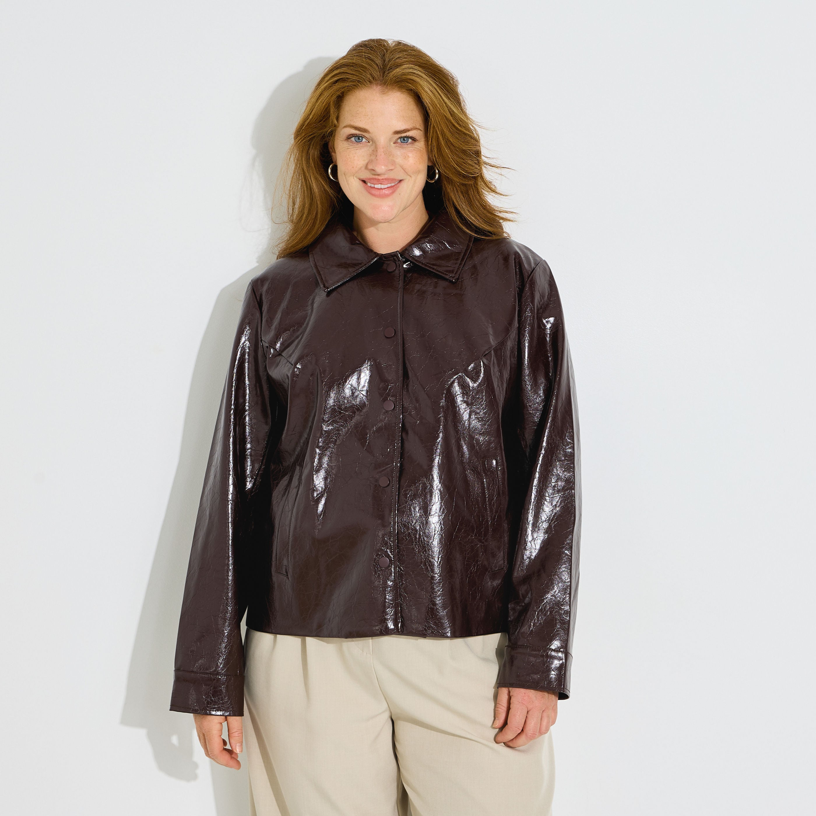 Blouson effet verni femme