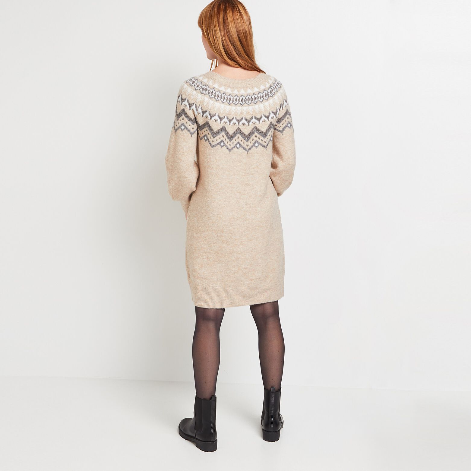 Robe pull jacquard femme