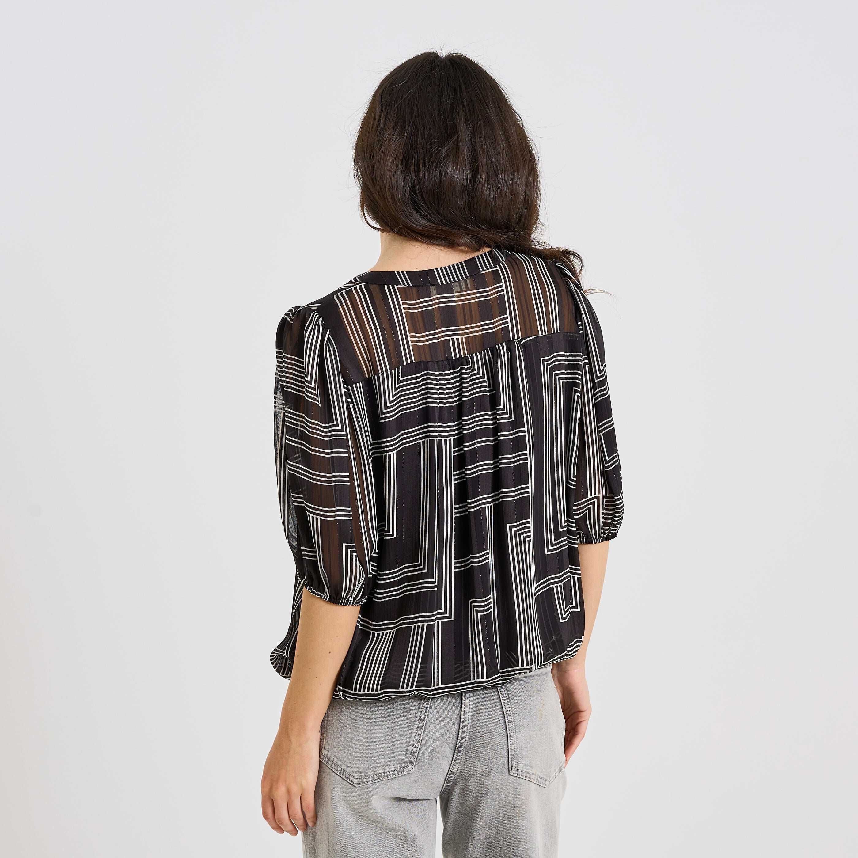 Blouse imprim&eacute; g&eacute;om&eacute;trique femme