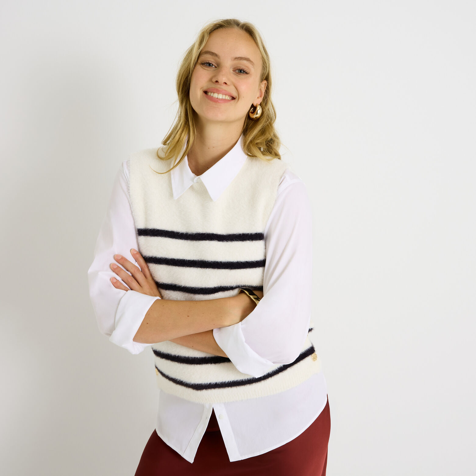 Chemise femme Tommy Hilfiger Denim blanc rayé rouge Chemise femme Tommy Hilfiger Denim blanc rayé rouge