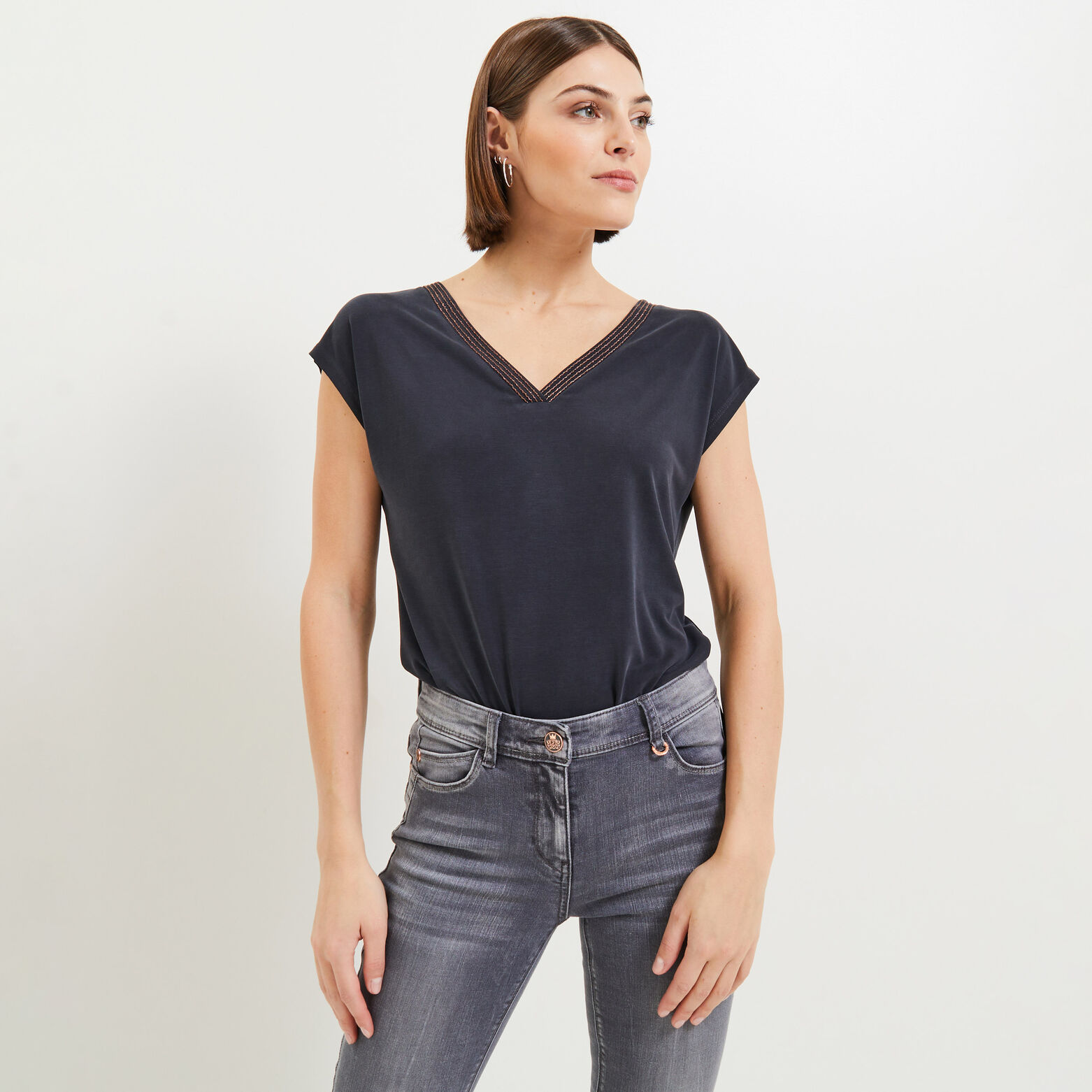 Tshirt col V femme