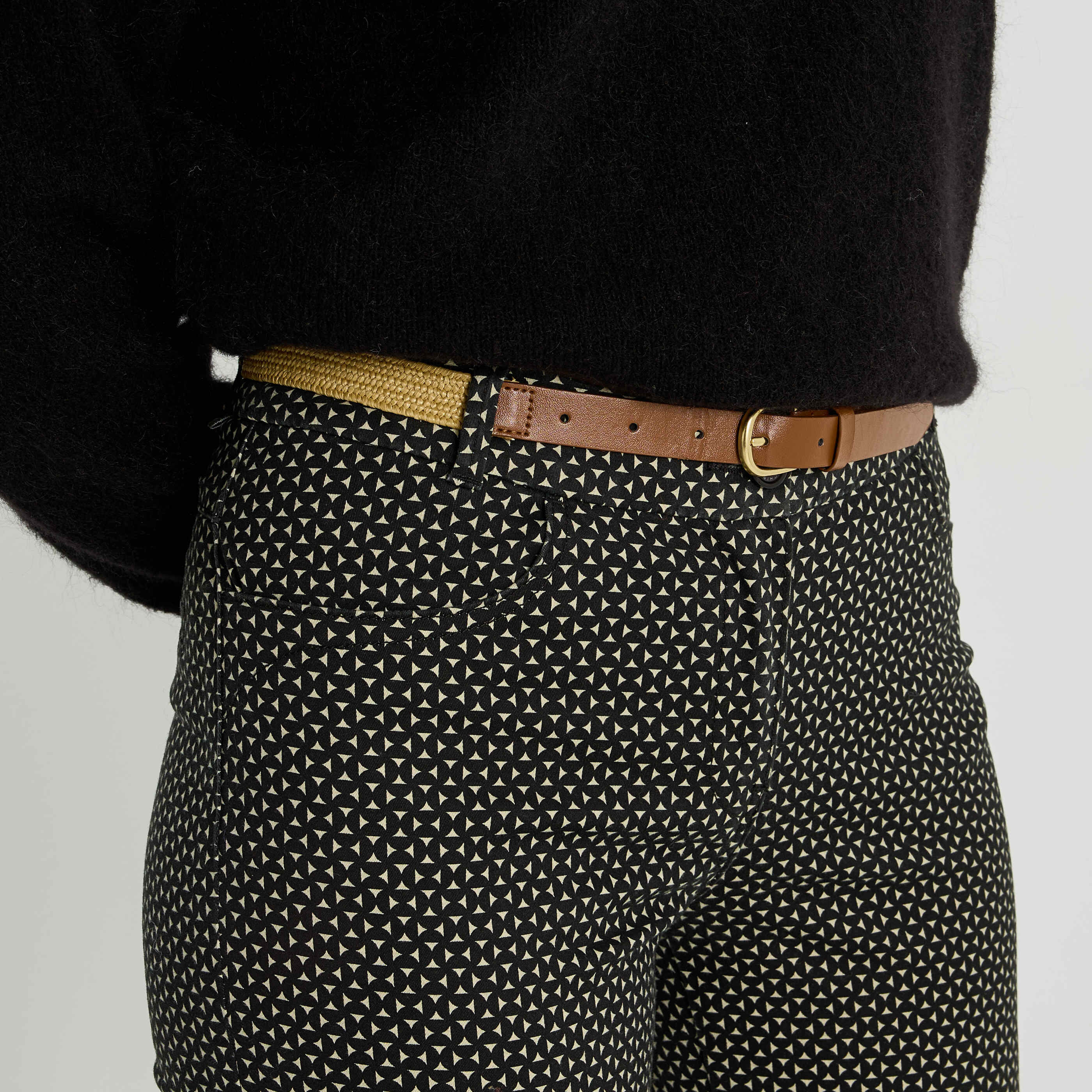 Pantalon chino imprim&eacute; femme