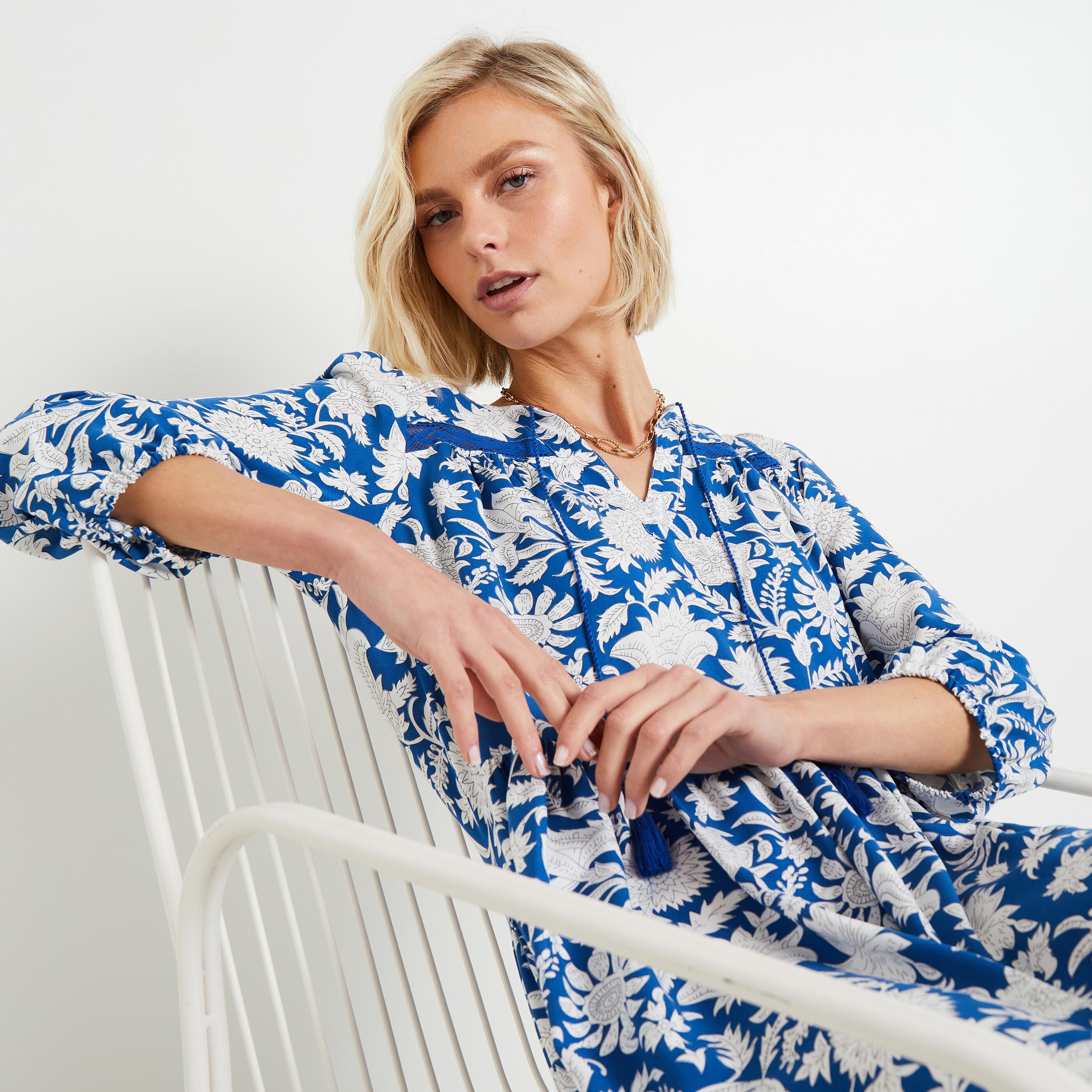 Robe fluide imprim&eacute;e femme