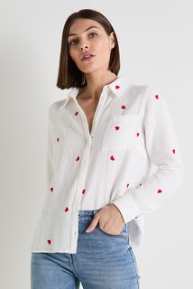 Chemisier cœurs brodés femme