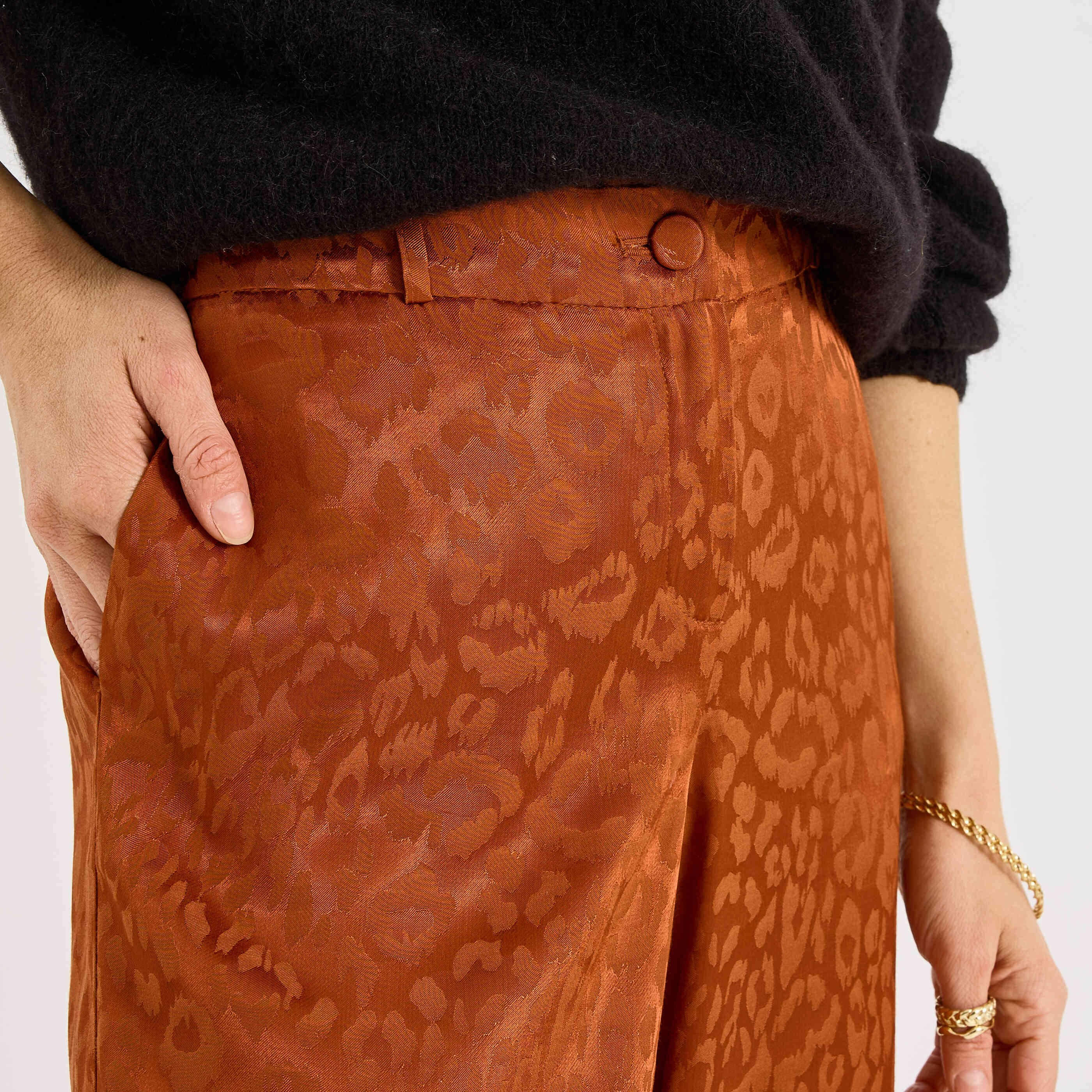 Pantalon large imprim&eacute; femme