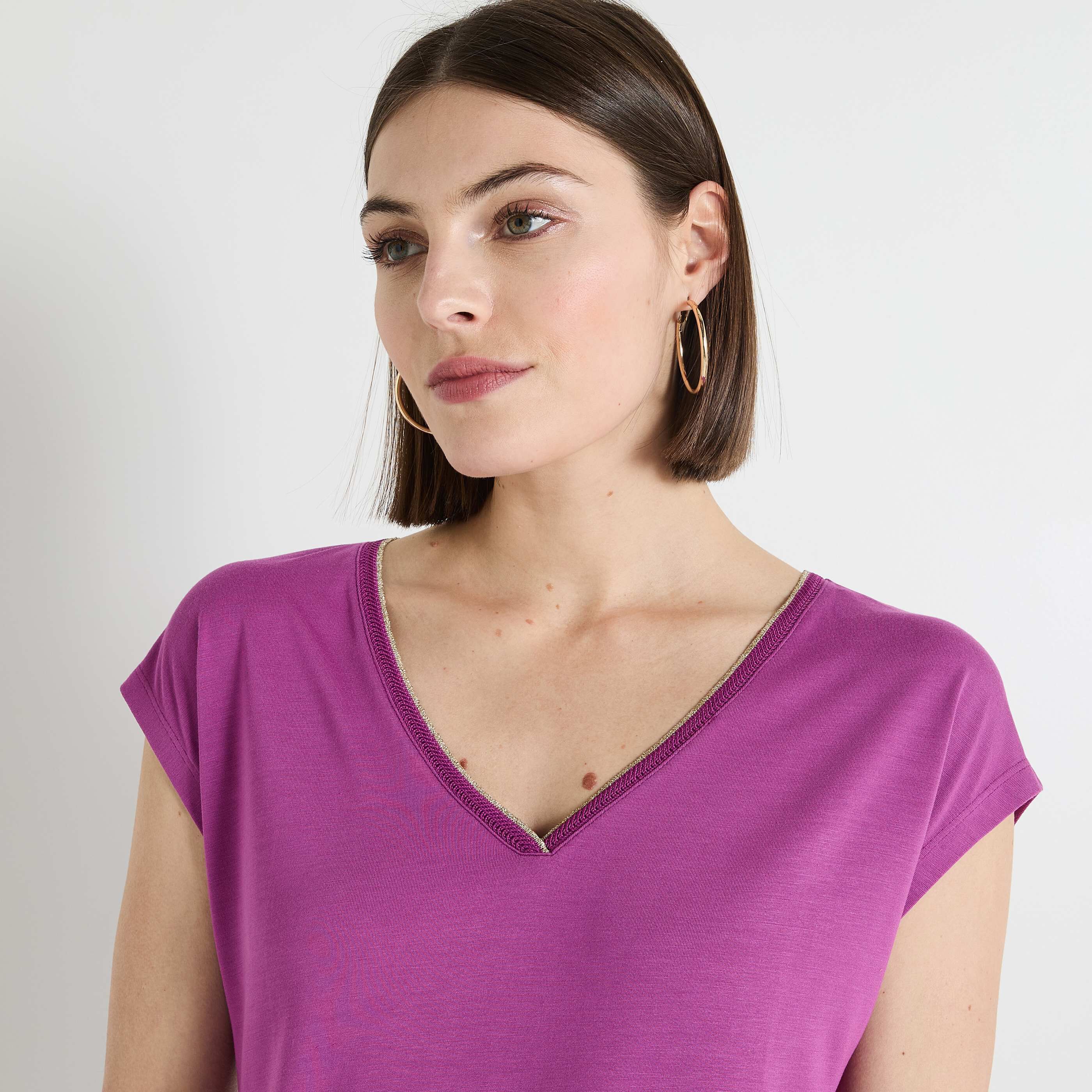 T-shirt col V femme