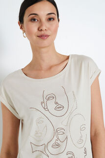 Tshirt print visage femme