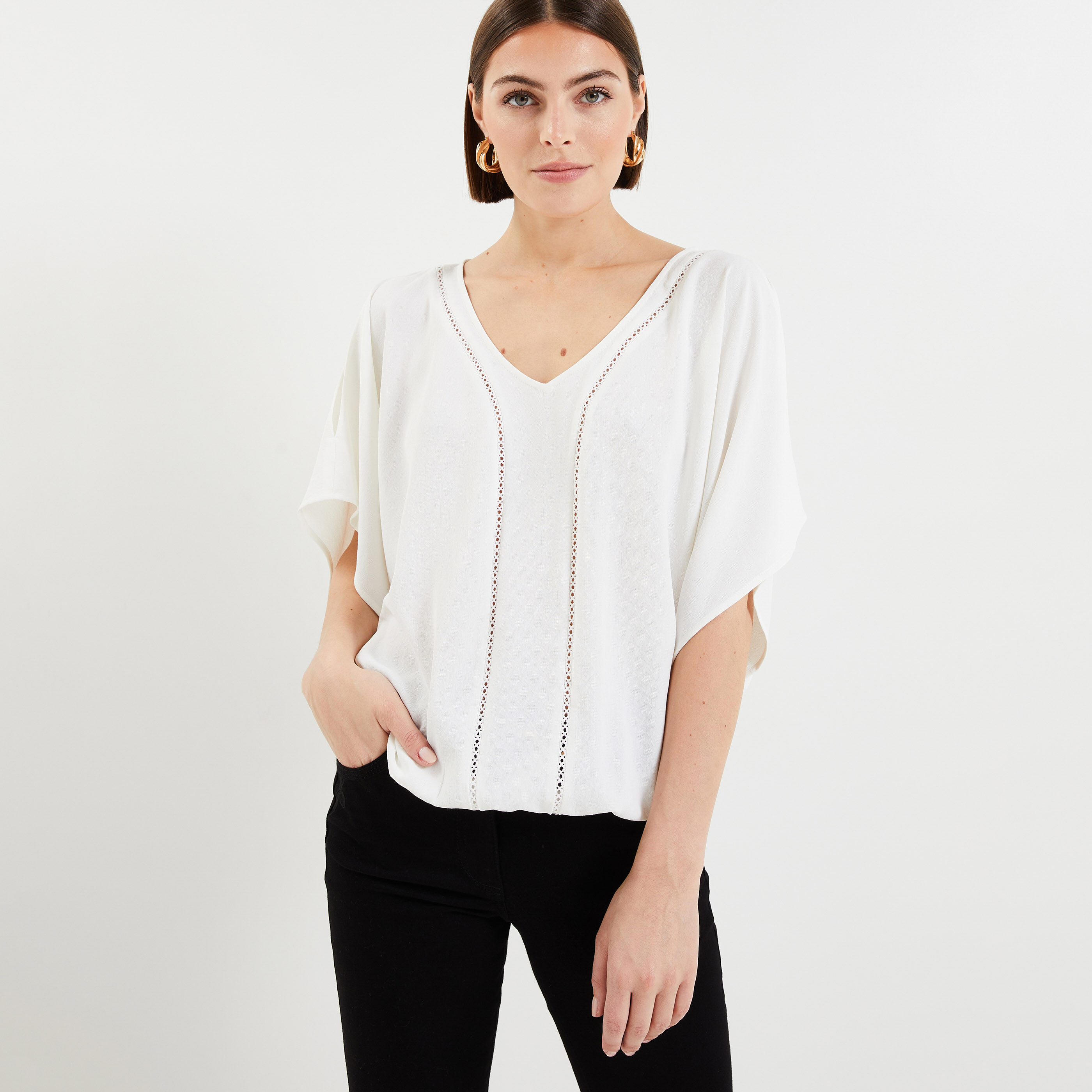 Blouse epaules ouvertes femme ECRU Graindemalice