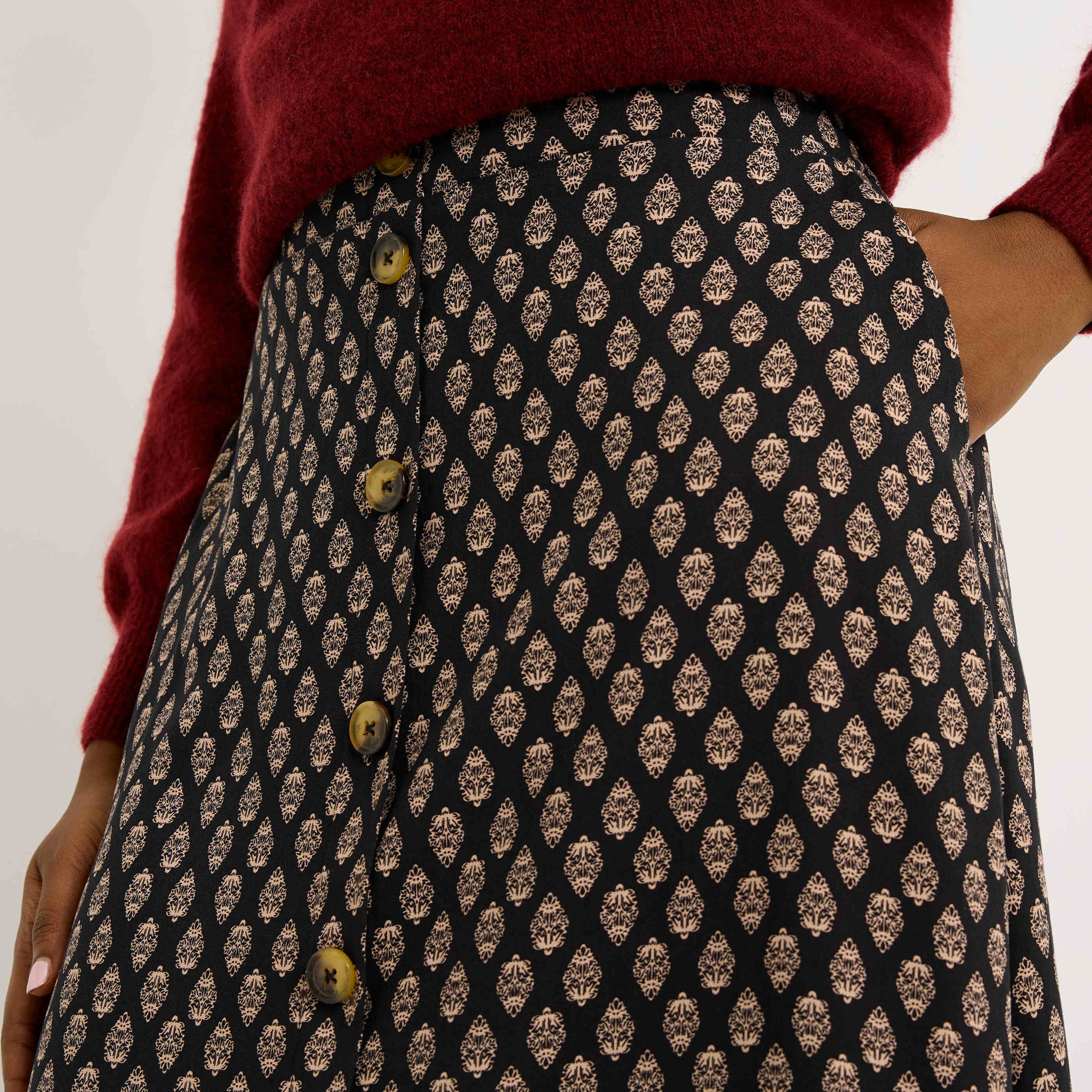 Jupe longue &eacute;vas&eacute;e imprim&eacute;e 