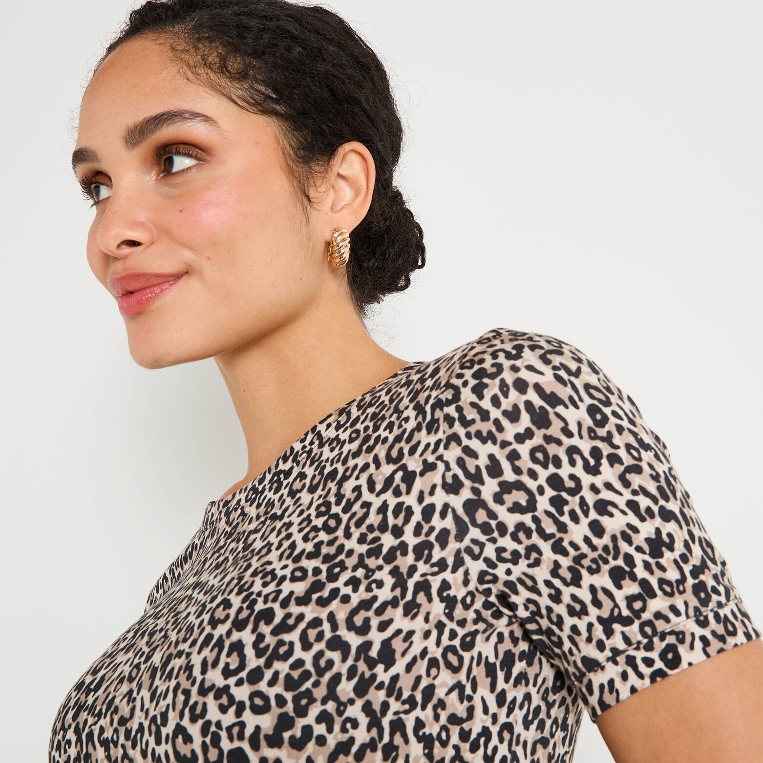 Robe courte imprimé léopard femme