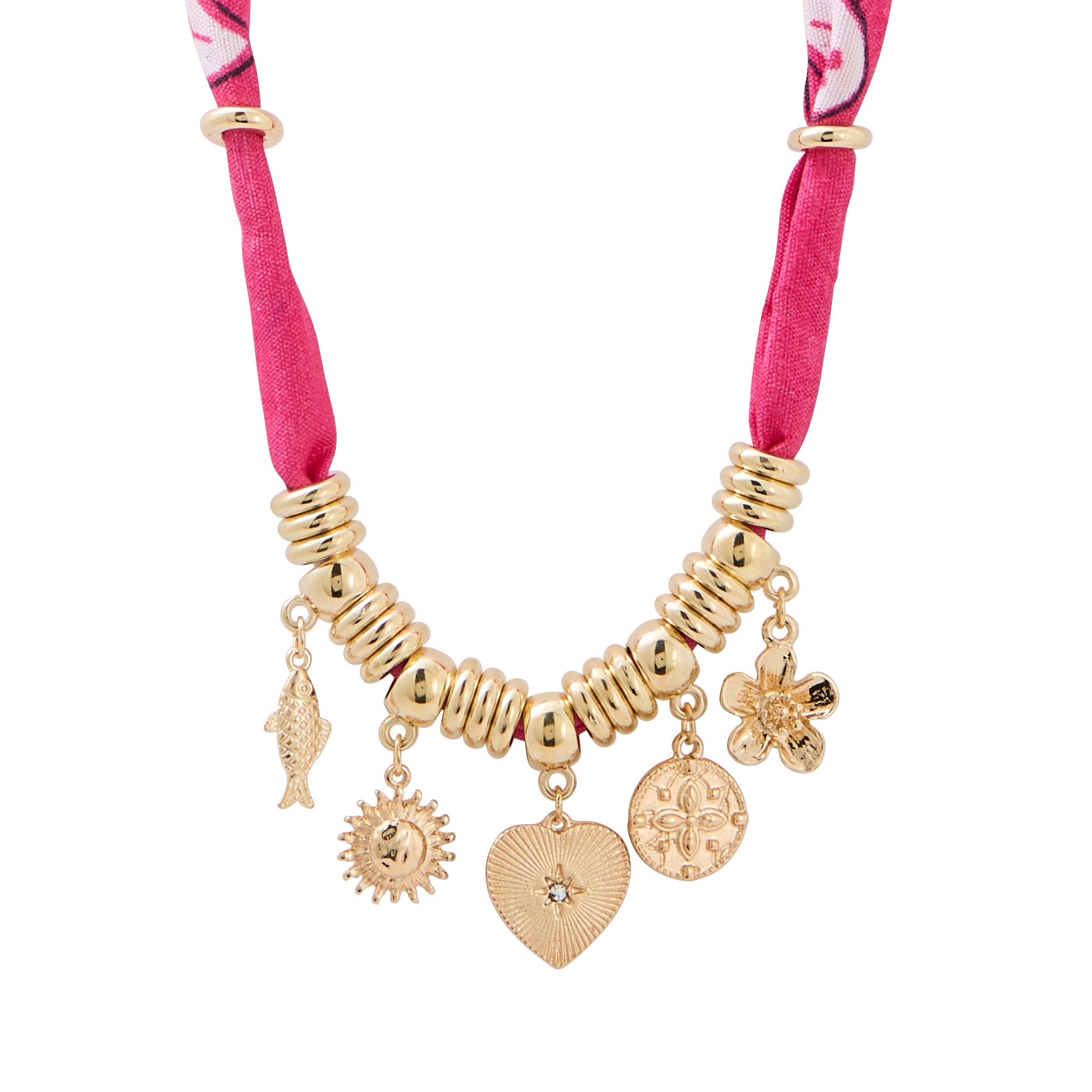 Collier en tissu avec charms femme