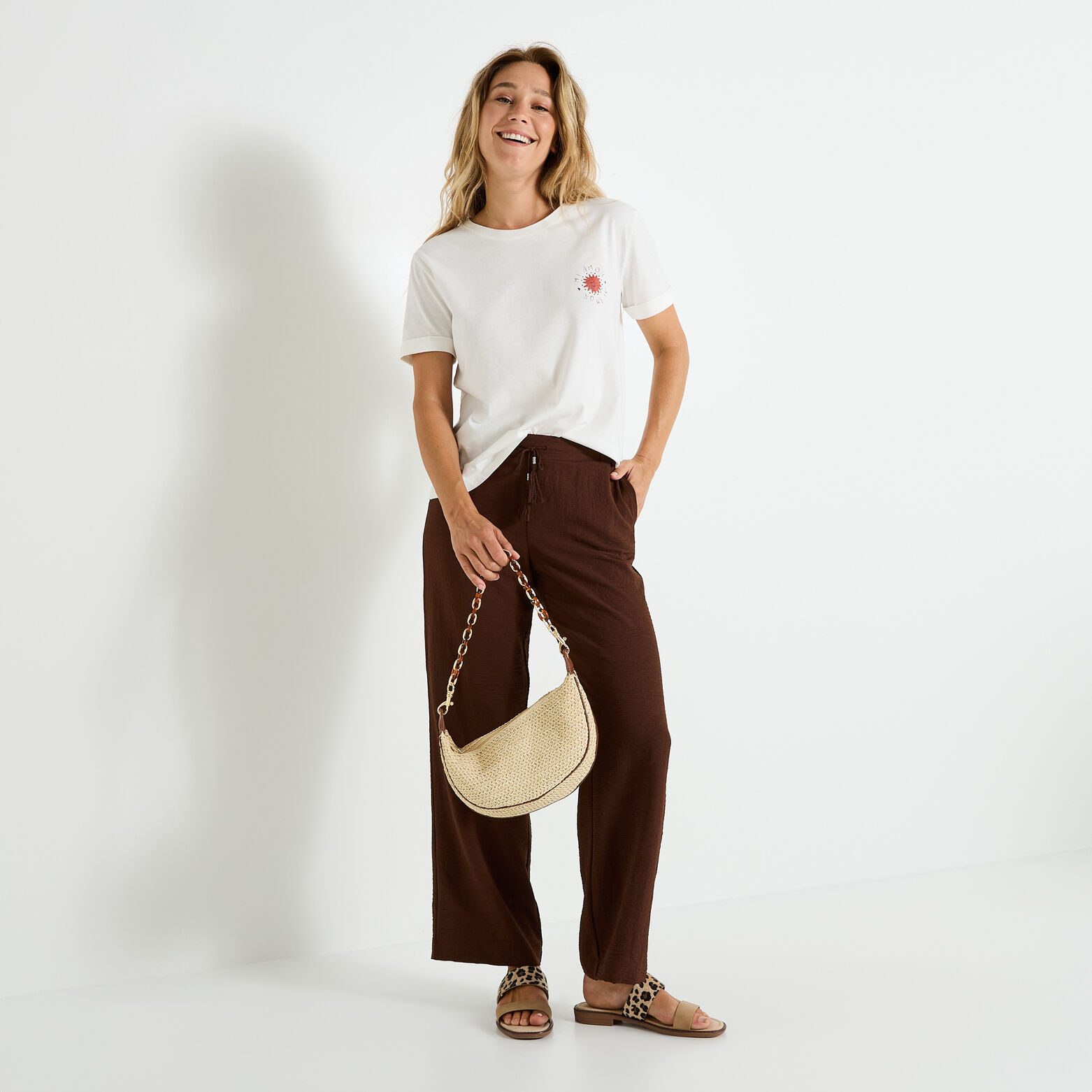 Pantalon tall large fluide femme