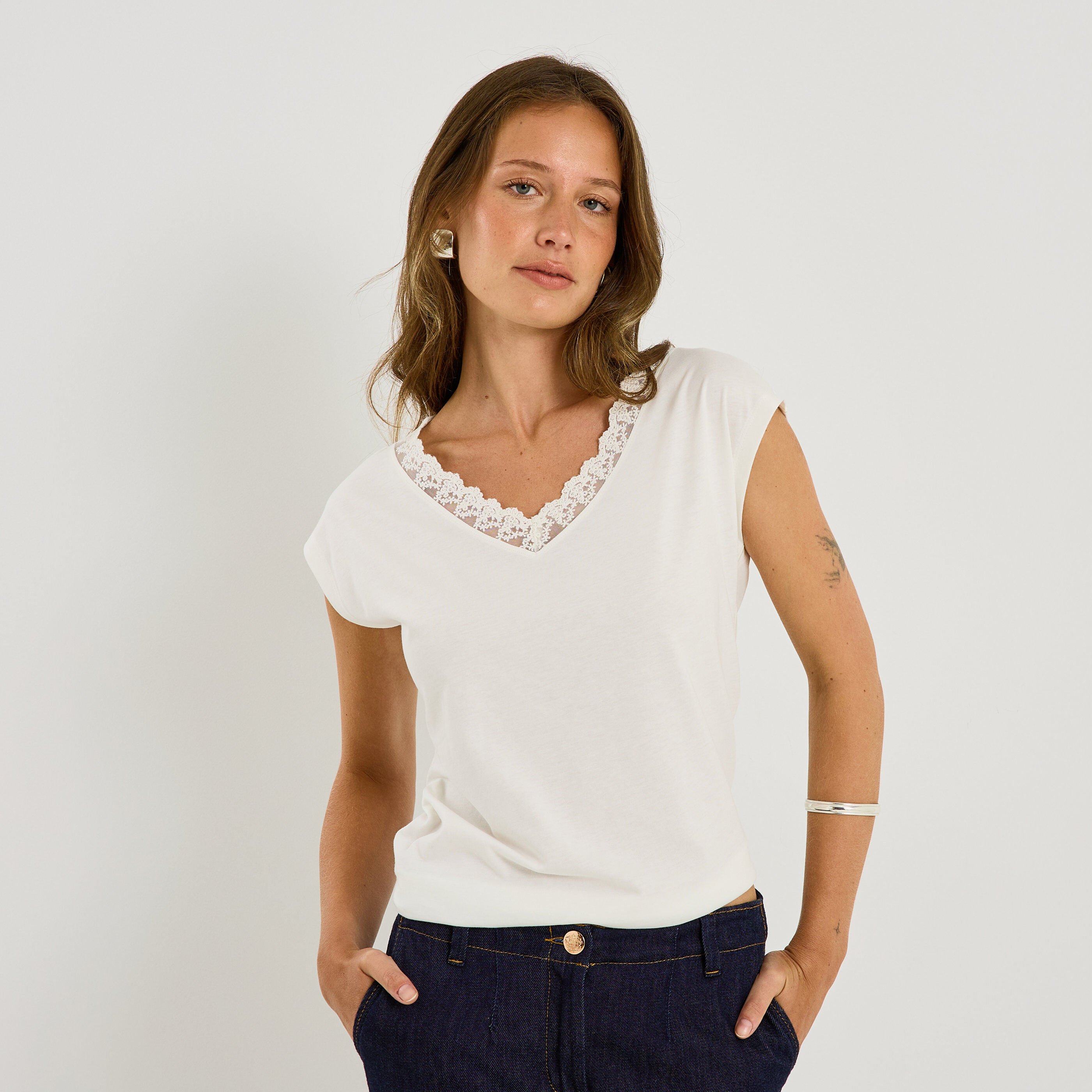 T-shirt col V femme