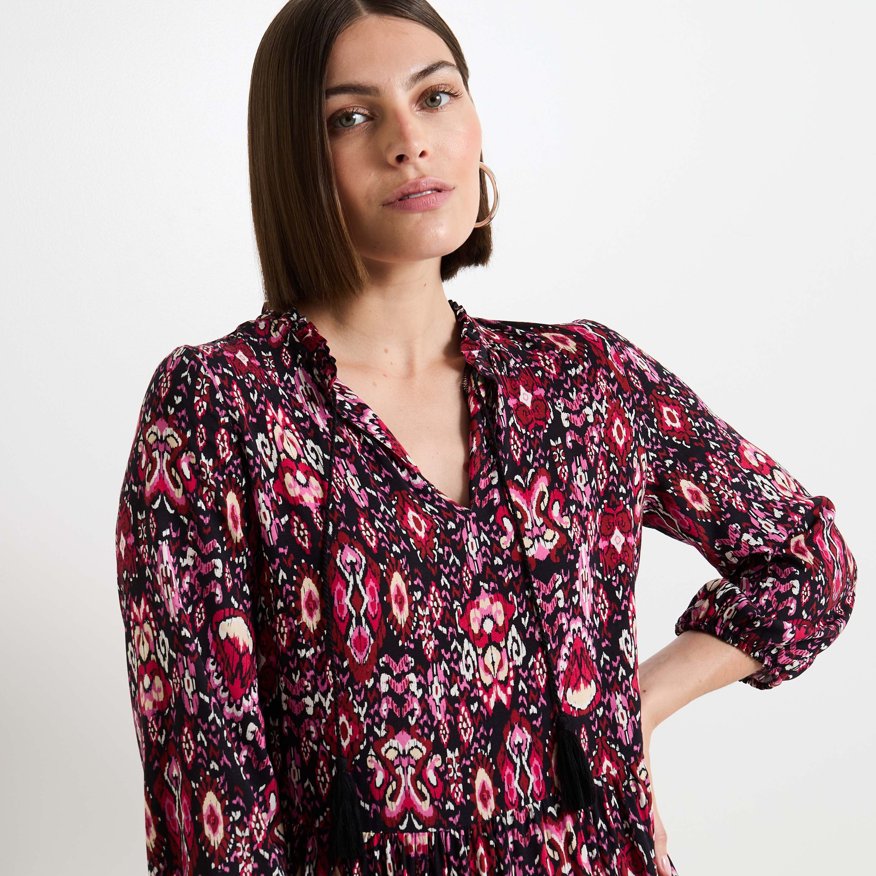 Robe longue imprim&eacute;e femme