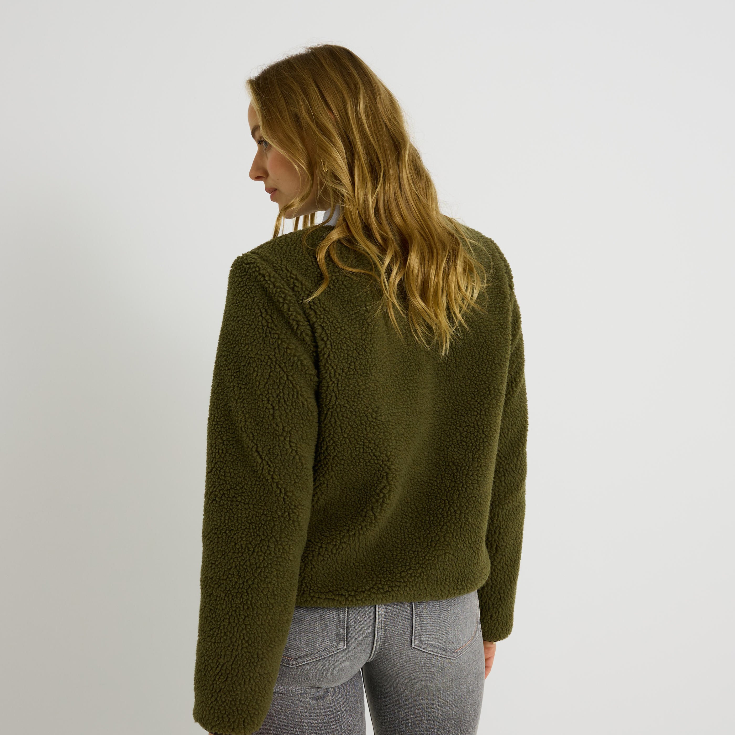 Manteau teddy avec boutons femme