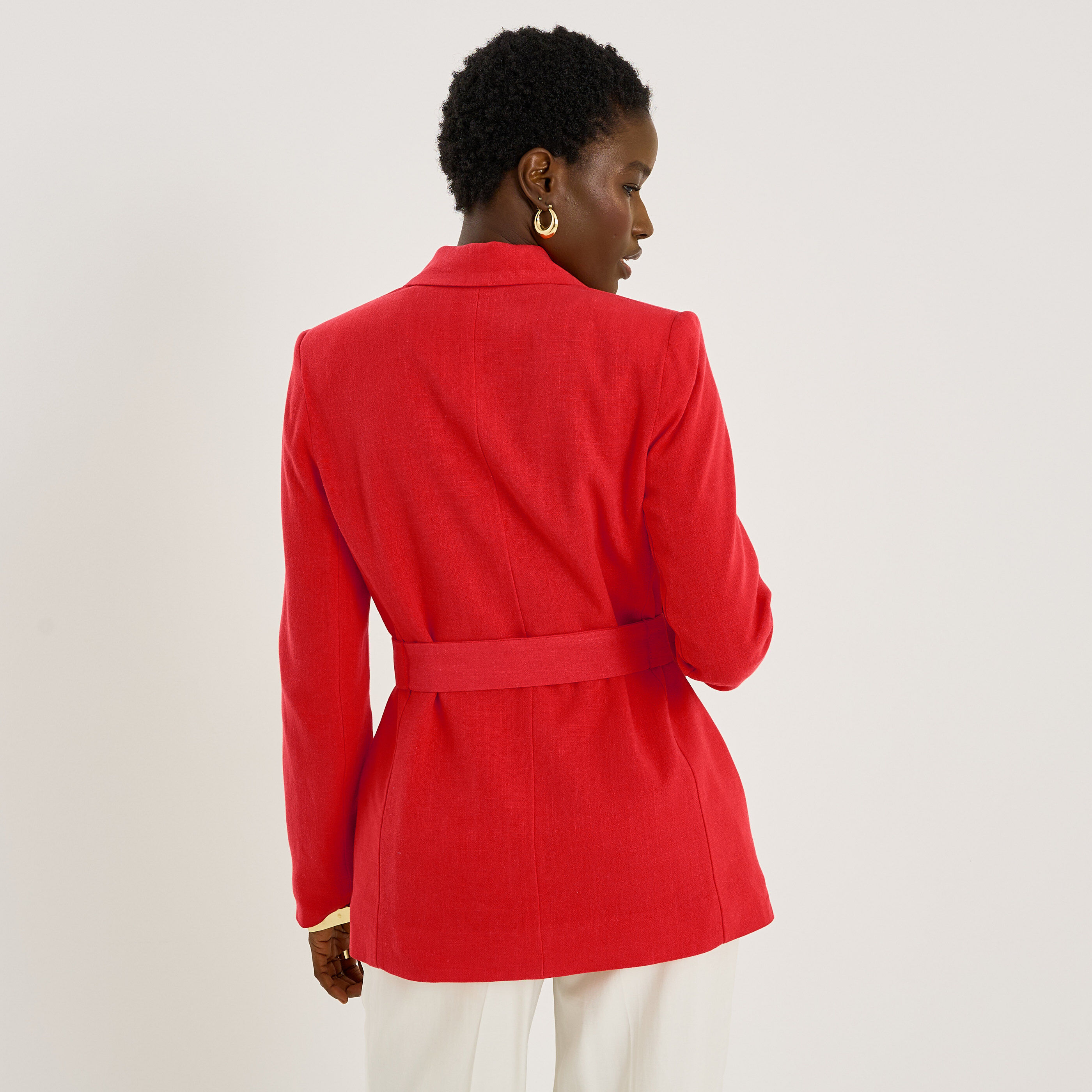 Blazer ceintur&eacute; double boutonnage femme