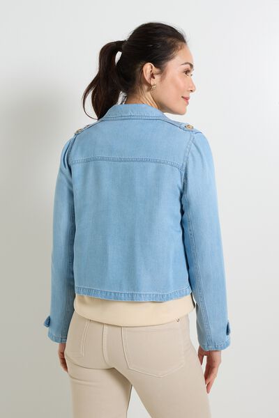 Trench court en denim femme