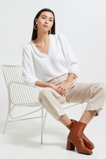 Blouse col V femme