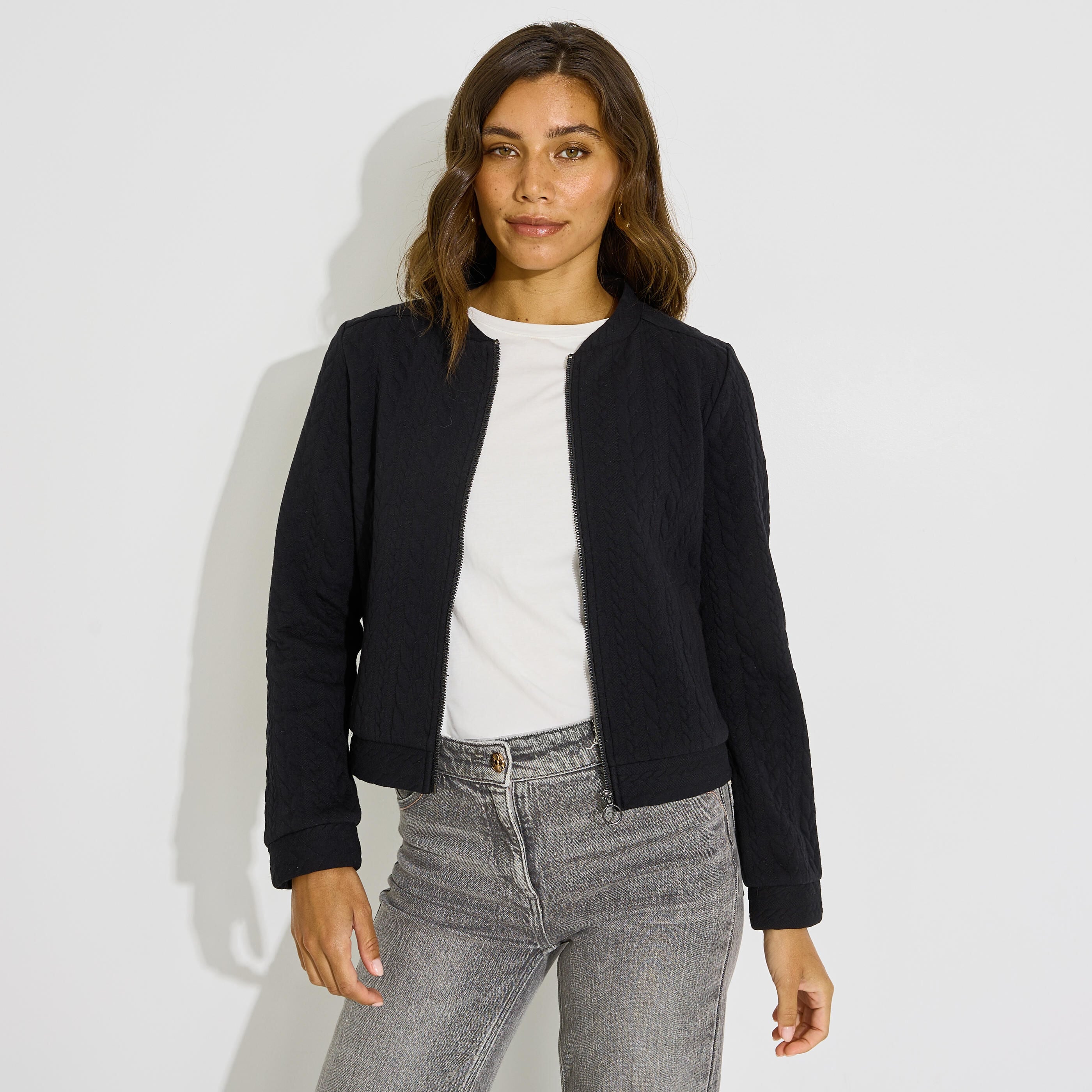 Veste zipp&eacute;e capuche amovible femme