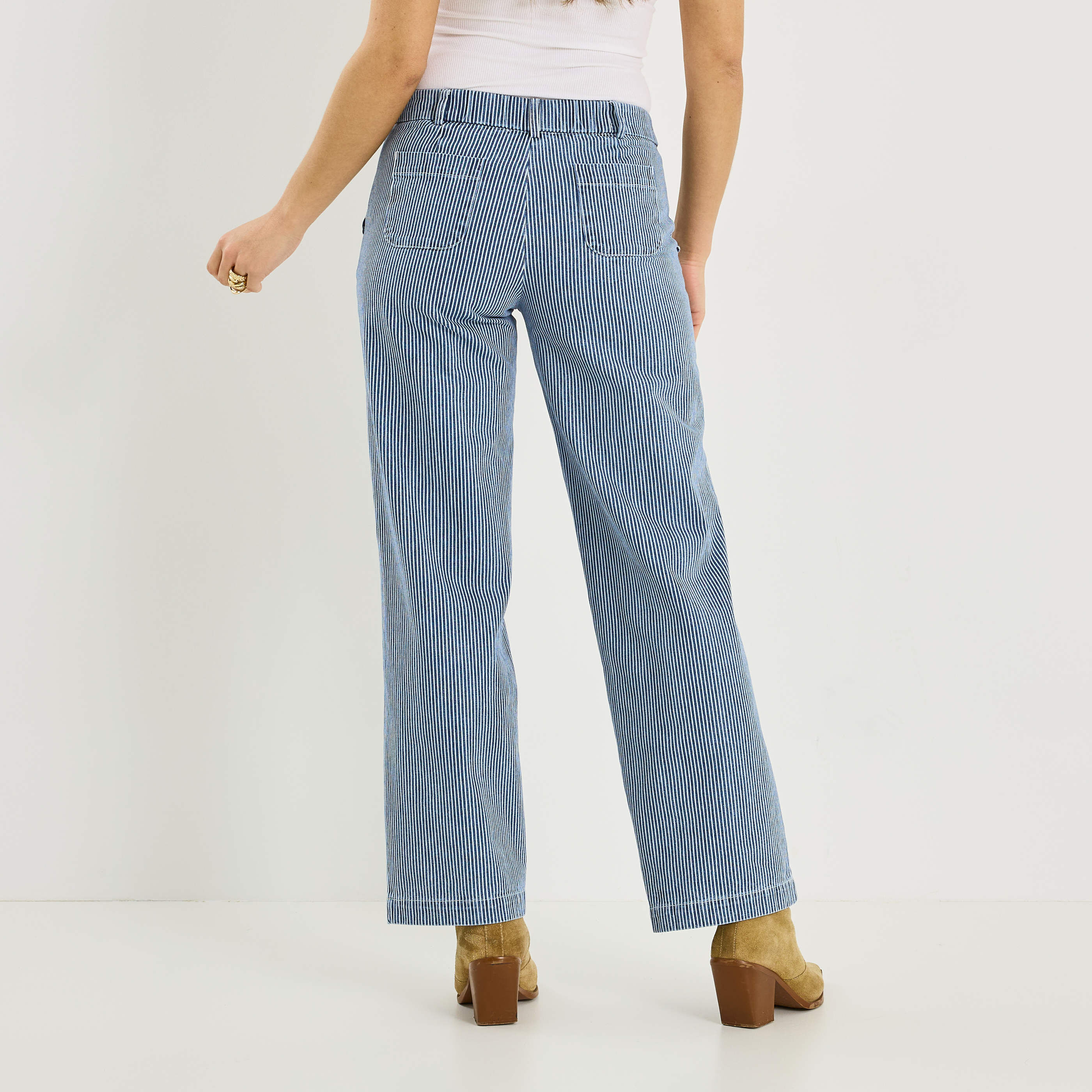 Pantalon &agrave; rayures verticales femme