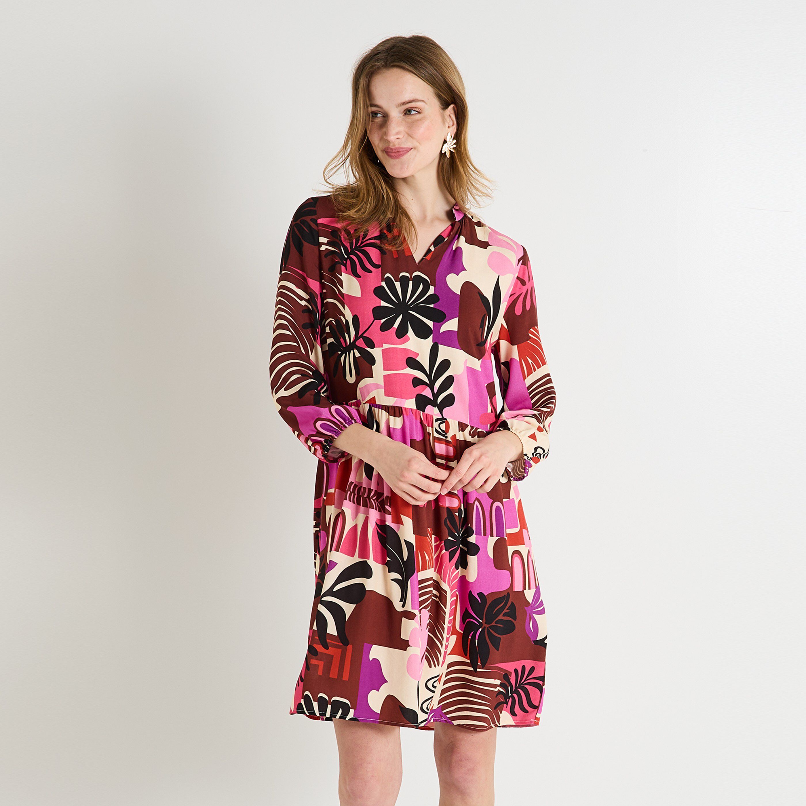 Robe fluide imprim&eacute;e femme