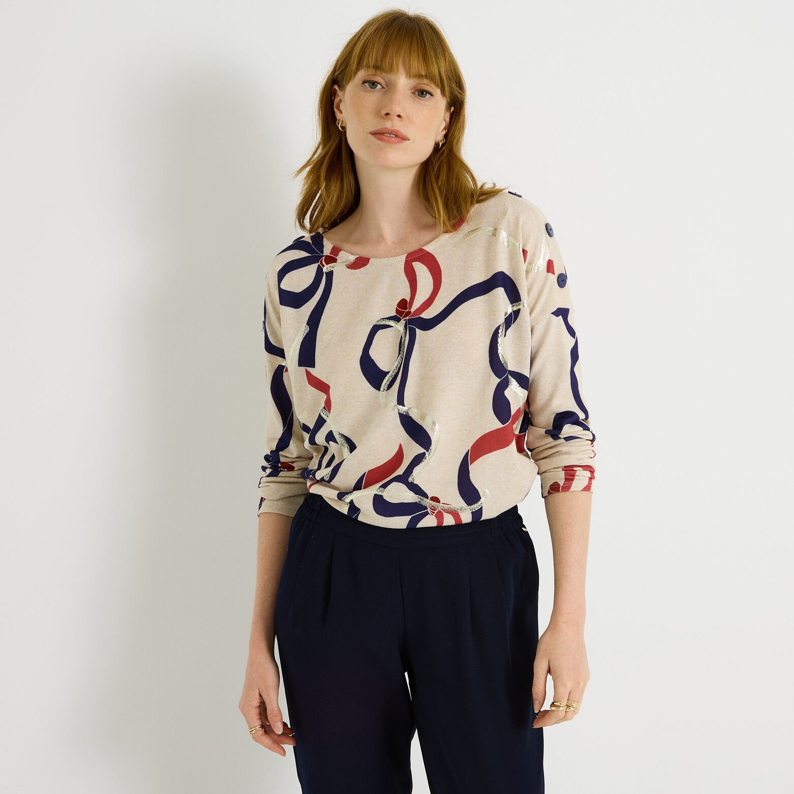 T-shirt imprimé nœud femme